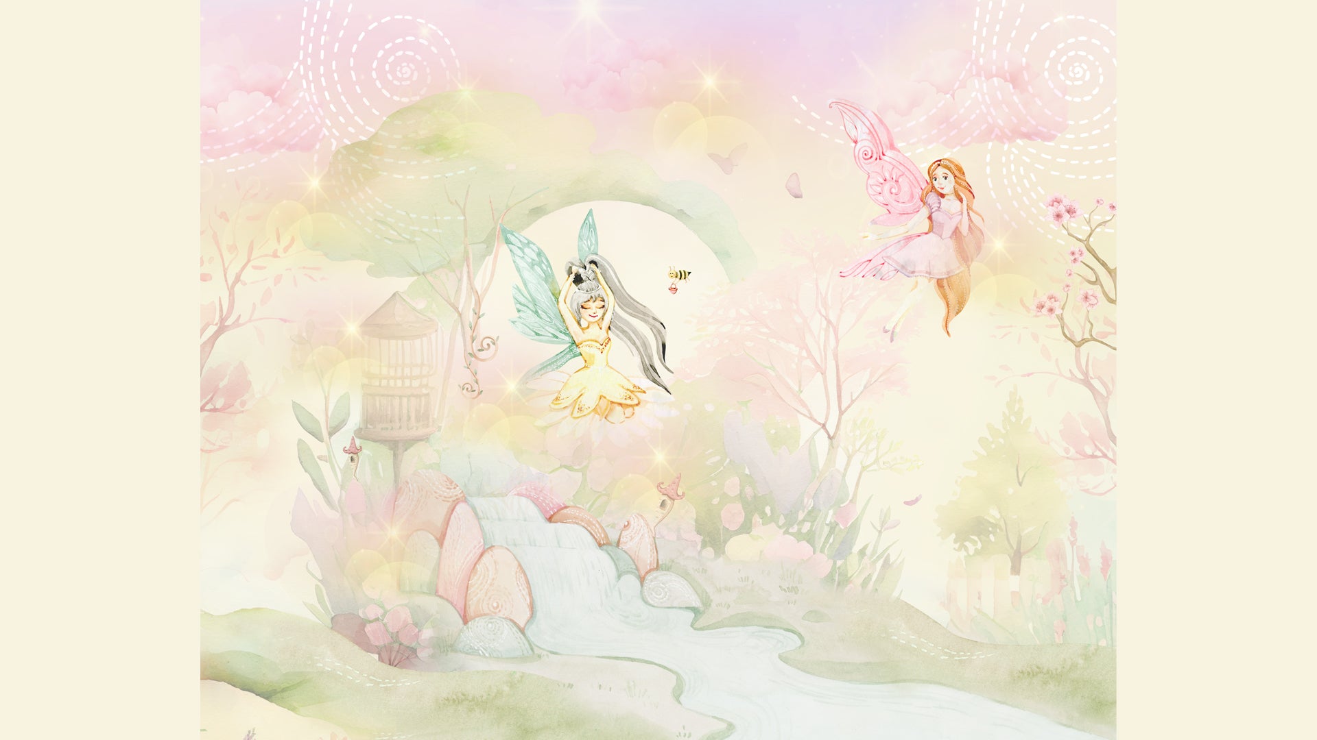 dreamy fairy land wallpaper for girls room