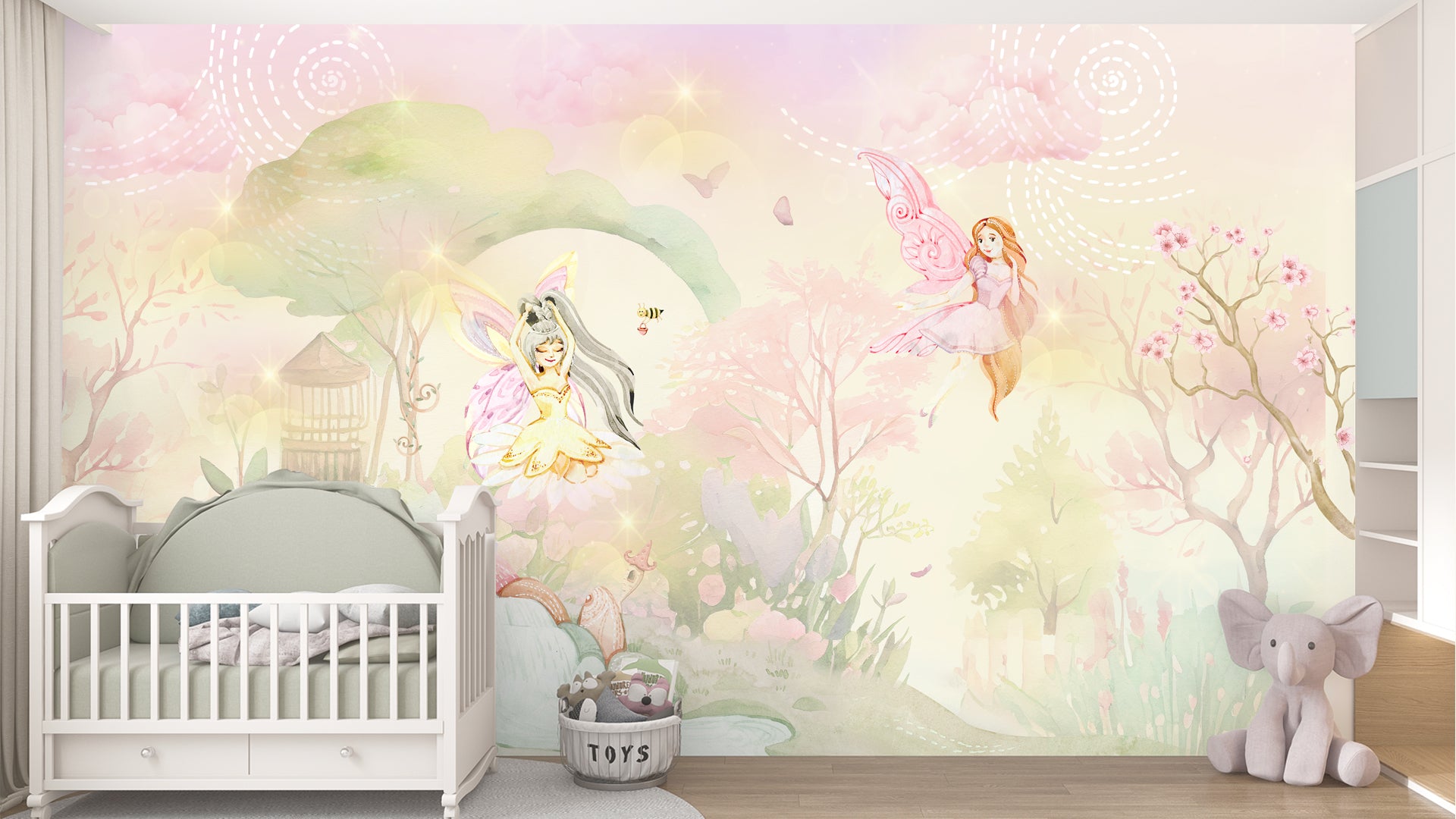 dreamy fairy land wallpaper for girls room