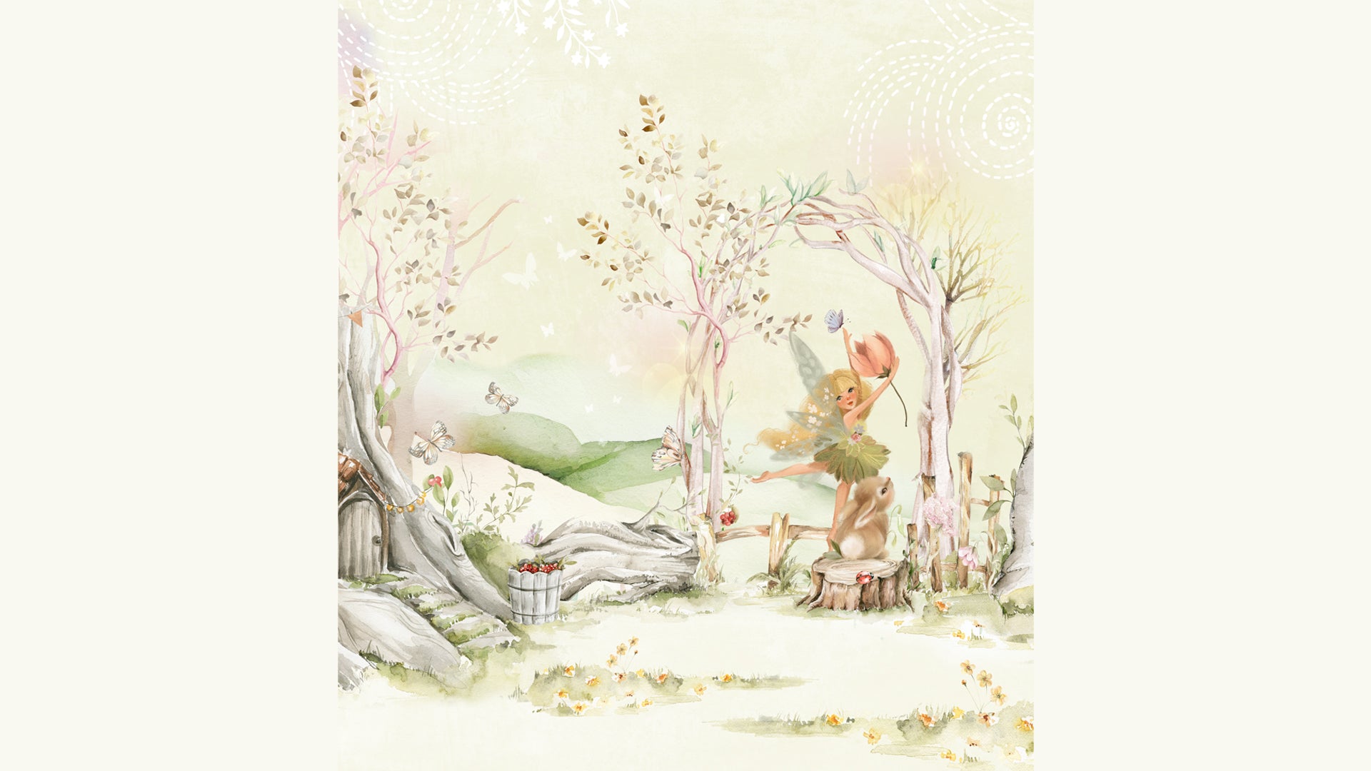 forest fairy wallpaper with arch and flowers