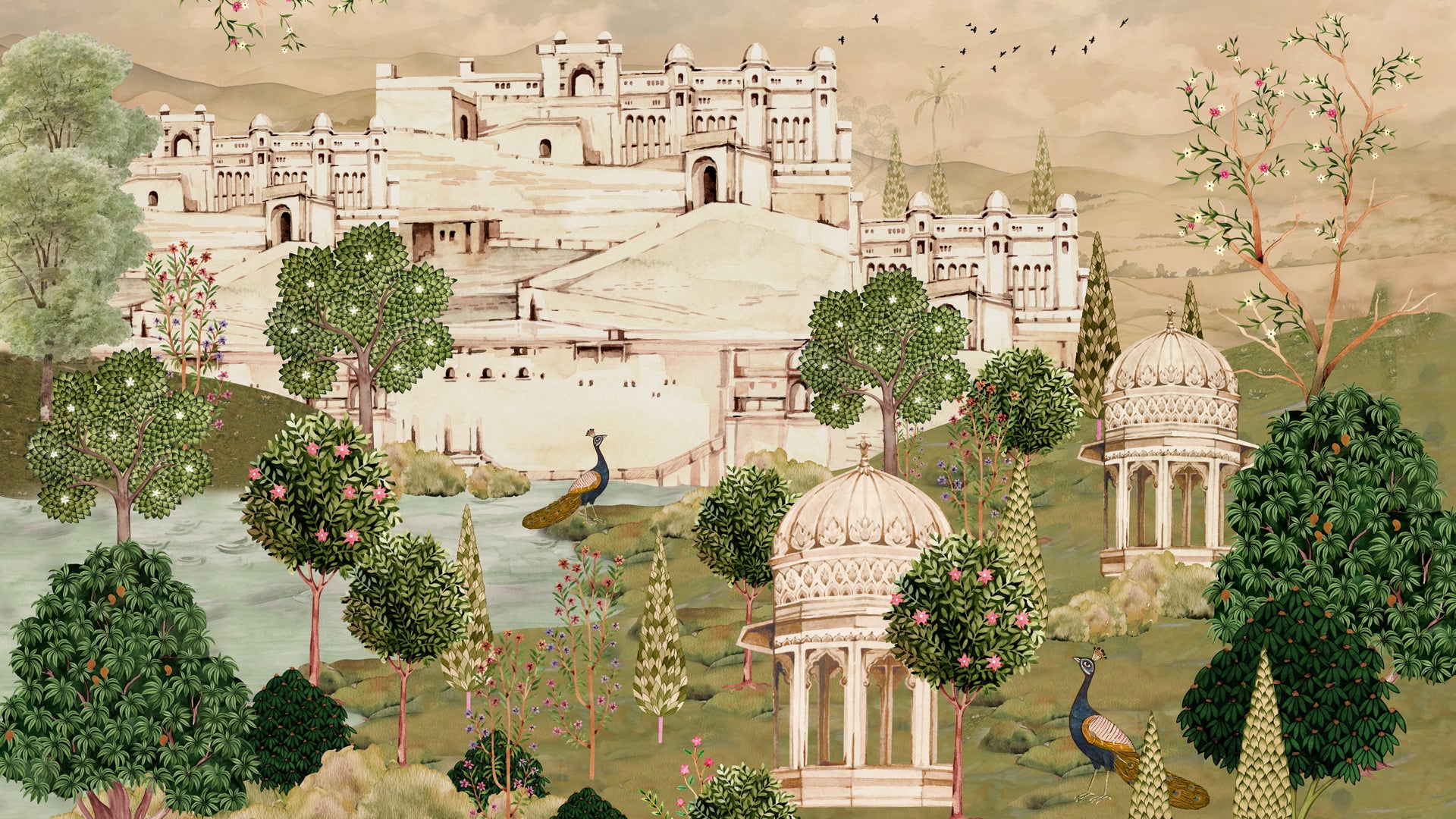 Khwabon Ki Haweli: Rich Indian Scenic Wallpaper