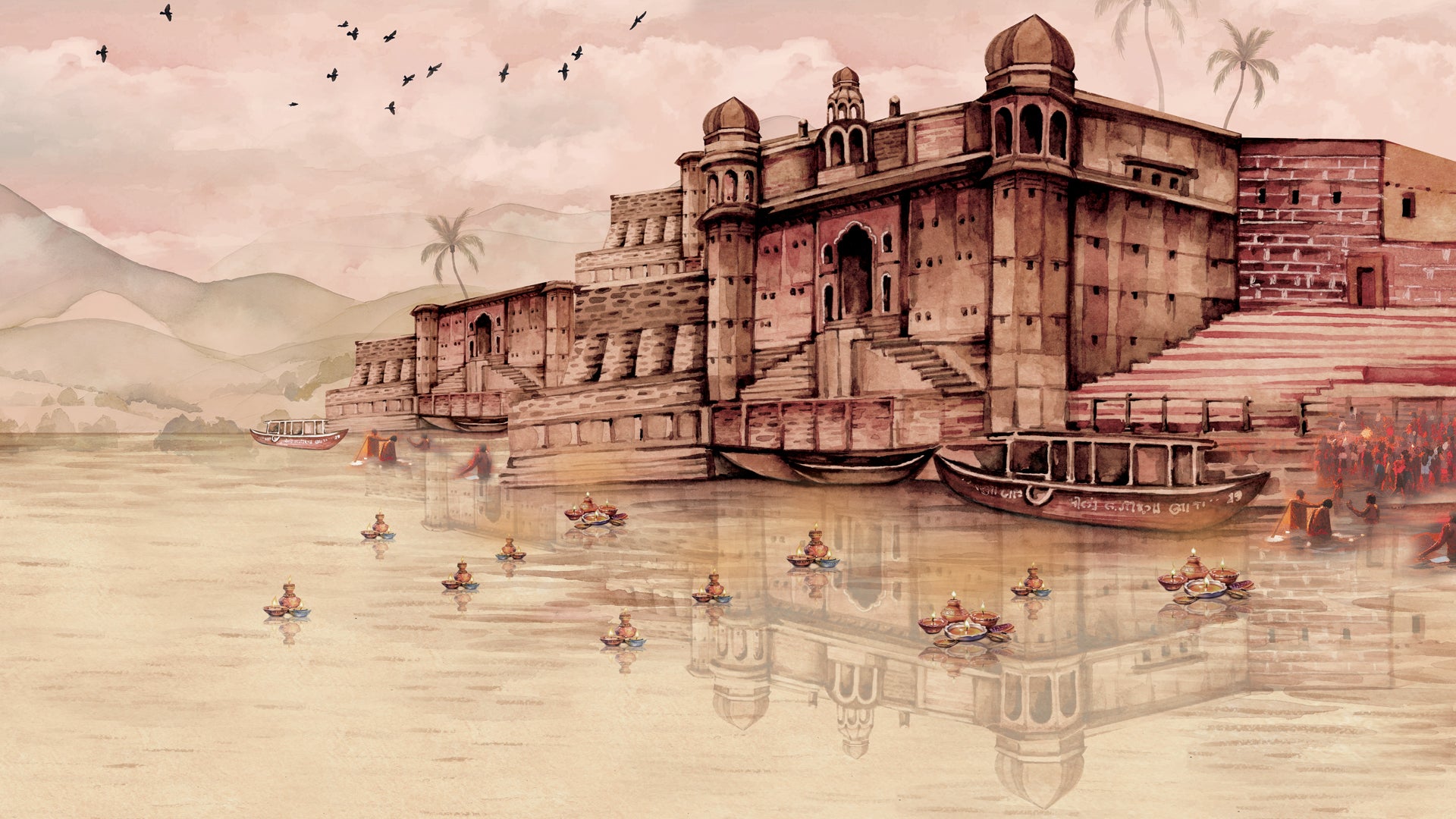 Banaras Ghat Heritage Wallpaper