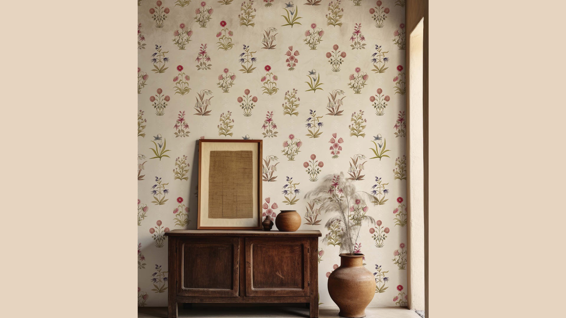 Floral Esplanade Wallapper: Indian Phulwari Wallpaper Design