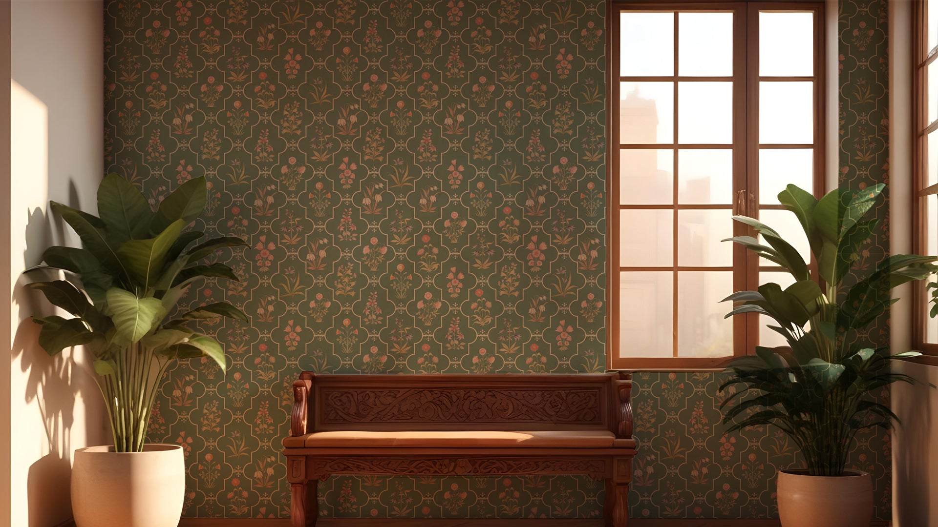 Floral Affair Wallpaper: Indian Mugal Flower wallpaper