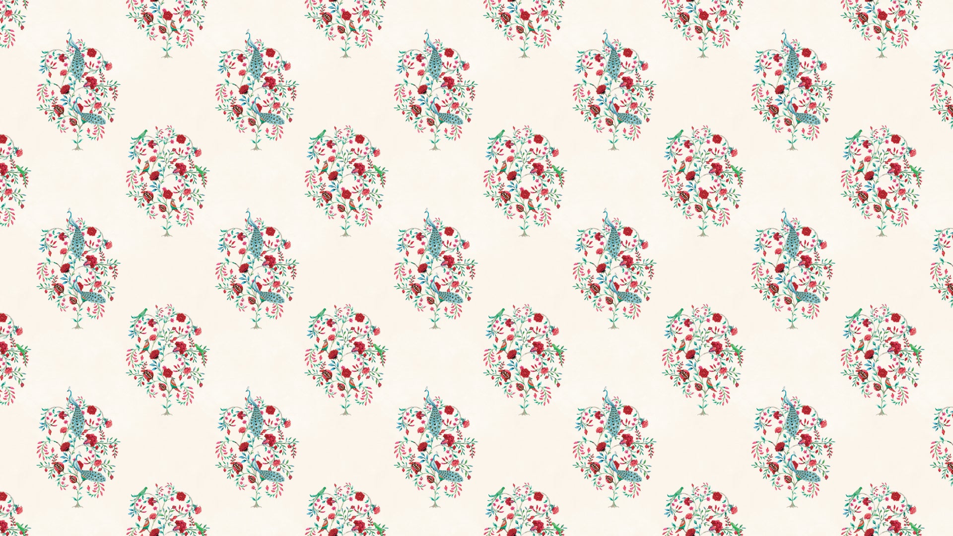 Amore-e-Anaar: Floral Wallpaper with Birds