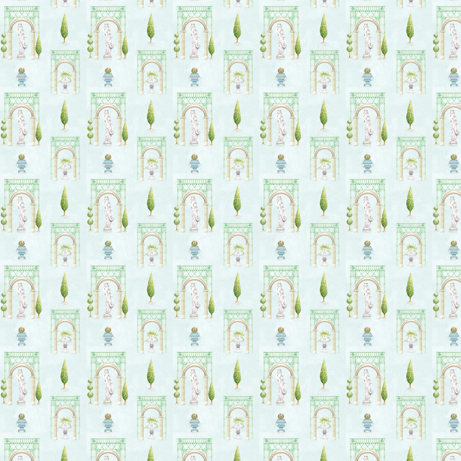 Vintage Castle: Garden Wallpaper With Fountains & Follies