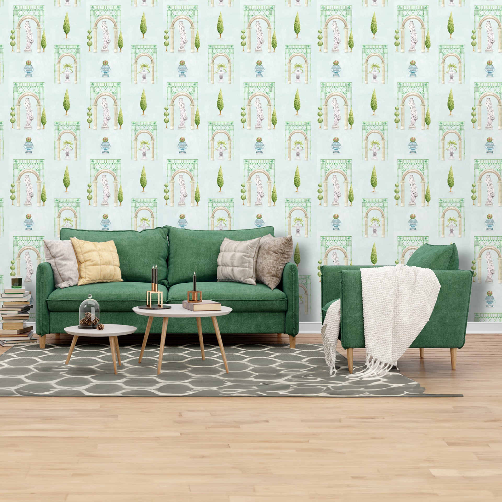 Vintage Castle: Garden Wallpaper With Fountains & Follies