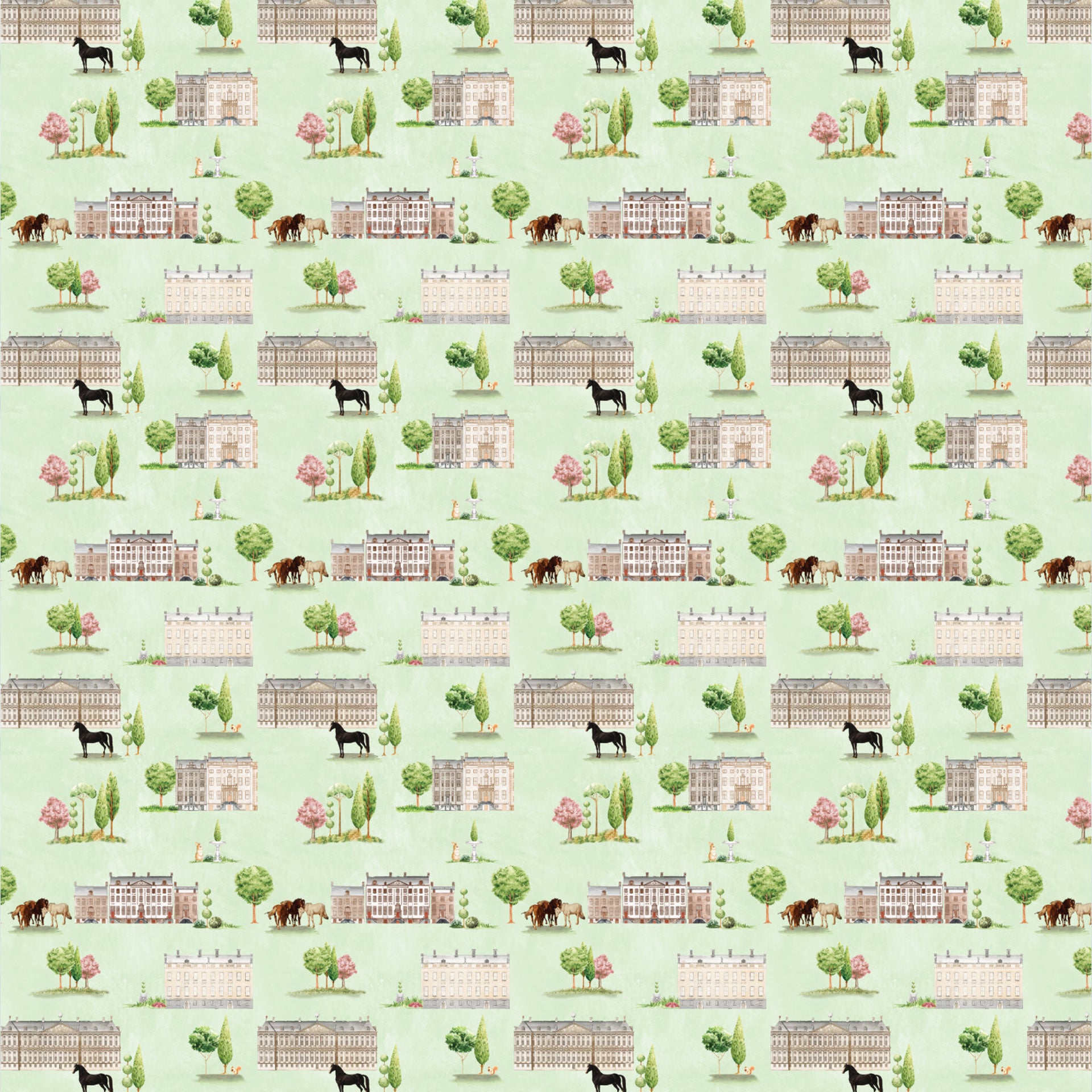 Royal Things: British Castle Wallpaper With English Gardens And Horse