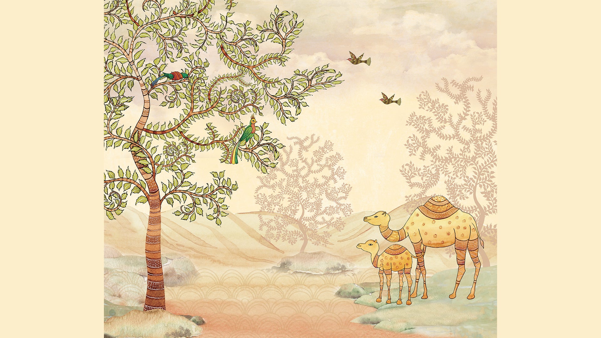 Gond Art trees with Camels