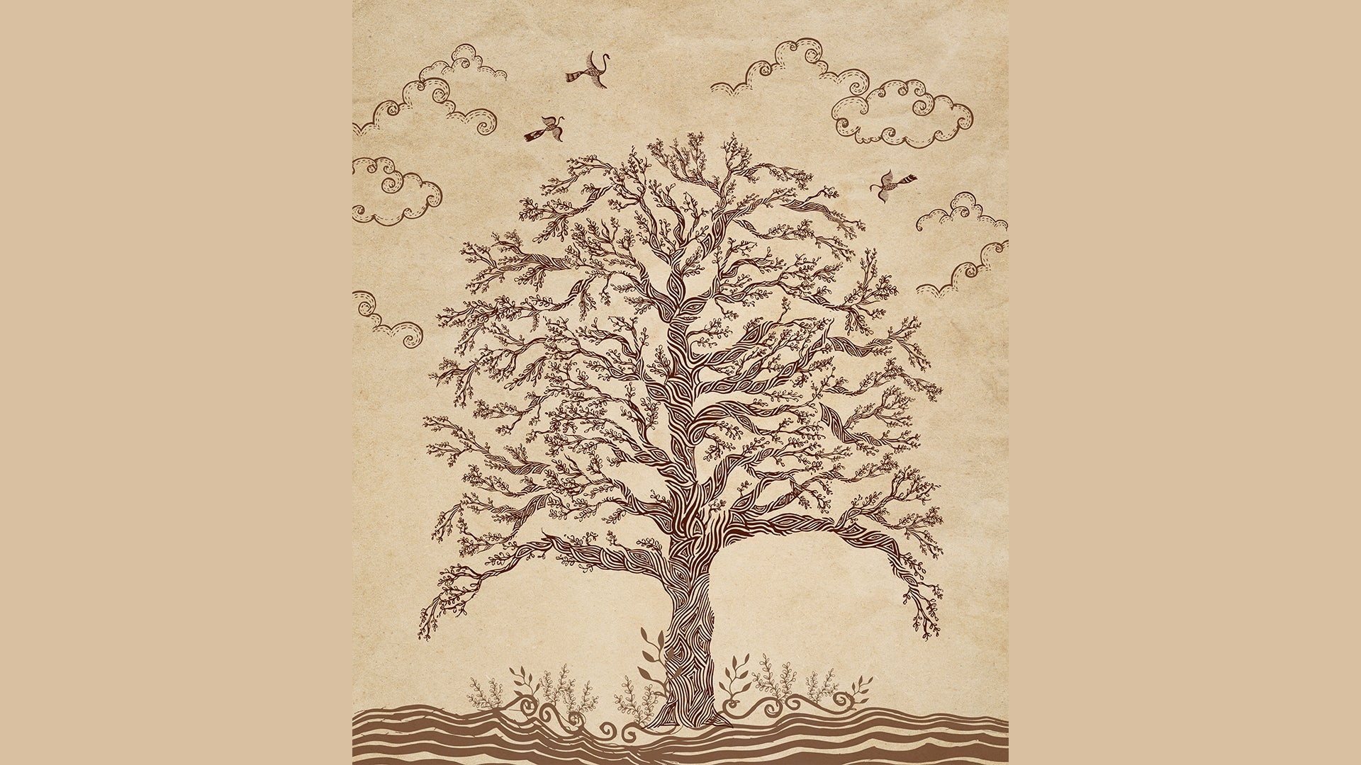 Vintage Gond Art Tree Painting