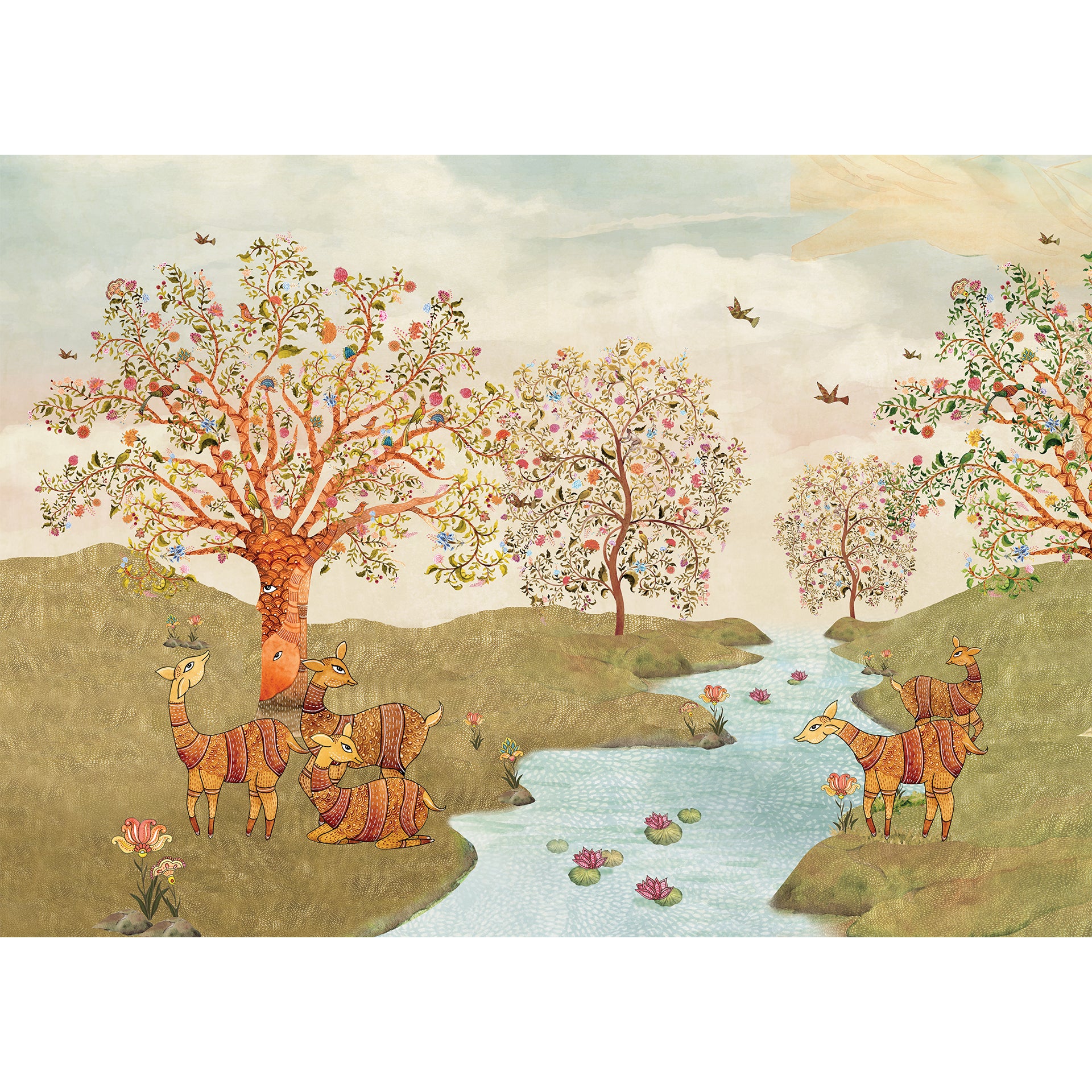Place to Pause- Village life god art wallpaper