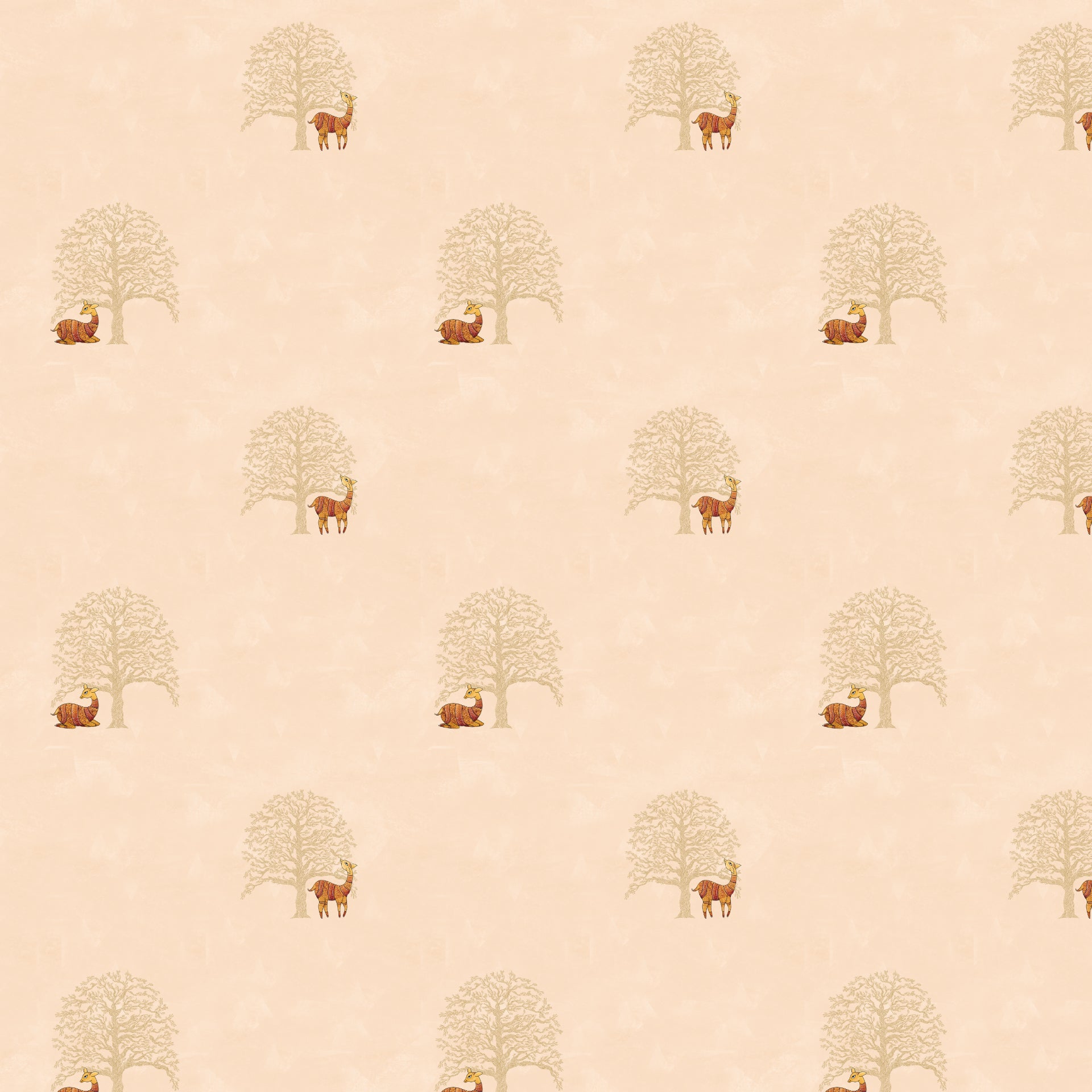 Gond art tribal deer painting wallpaper