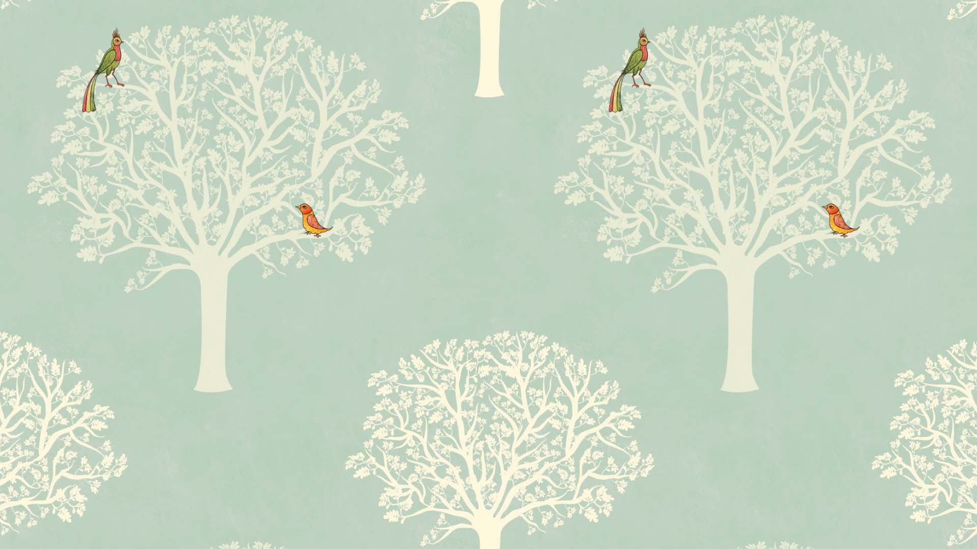 Tribal Gond art trees wallpaper for living room