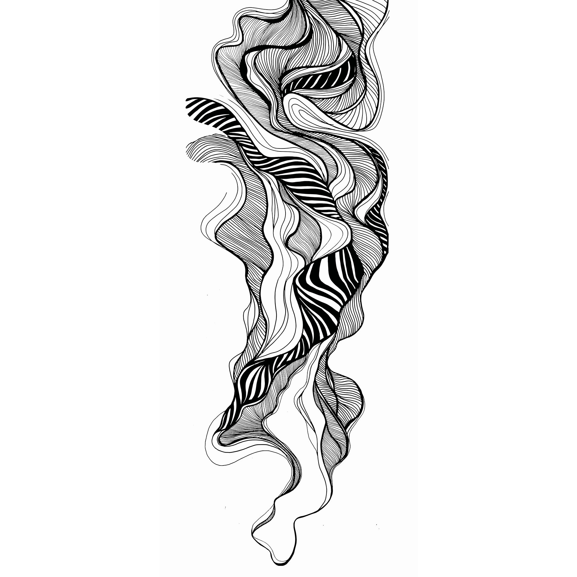 Bw Waves: Abstract Wavy Line Art Wallpaper