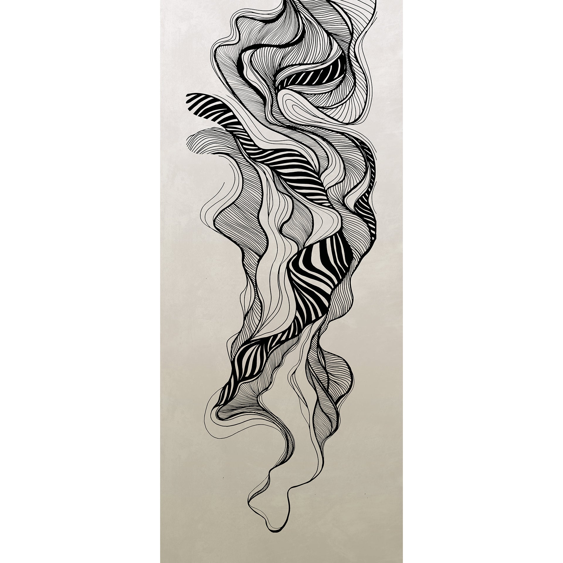Monochrome Waves: Line Art Wallpaper With Black And White Flowing Design