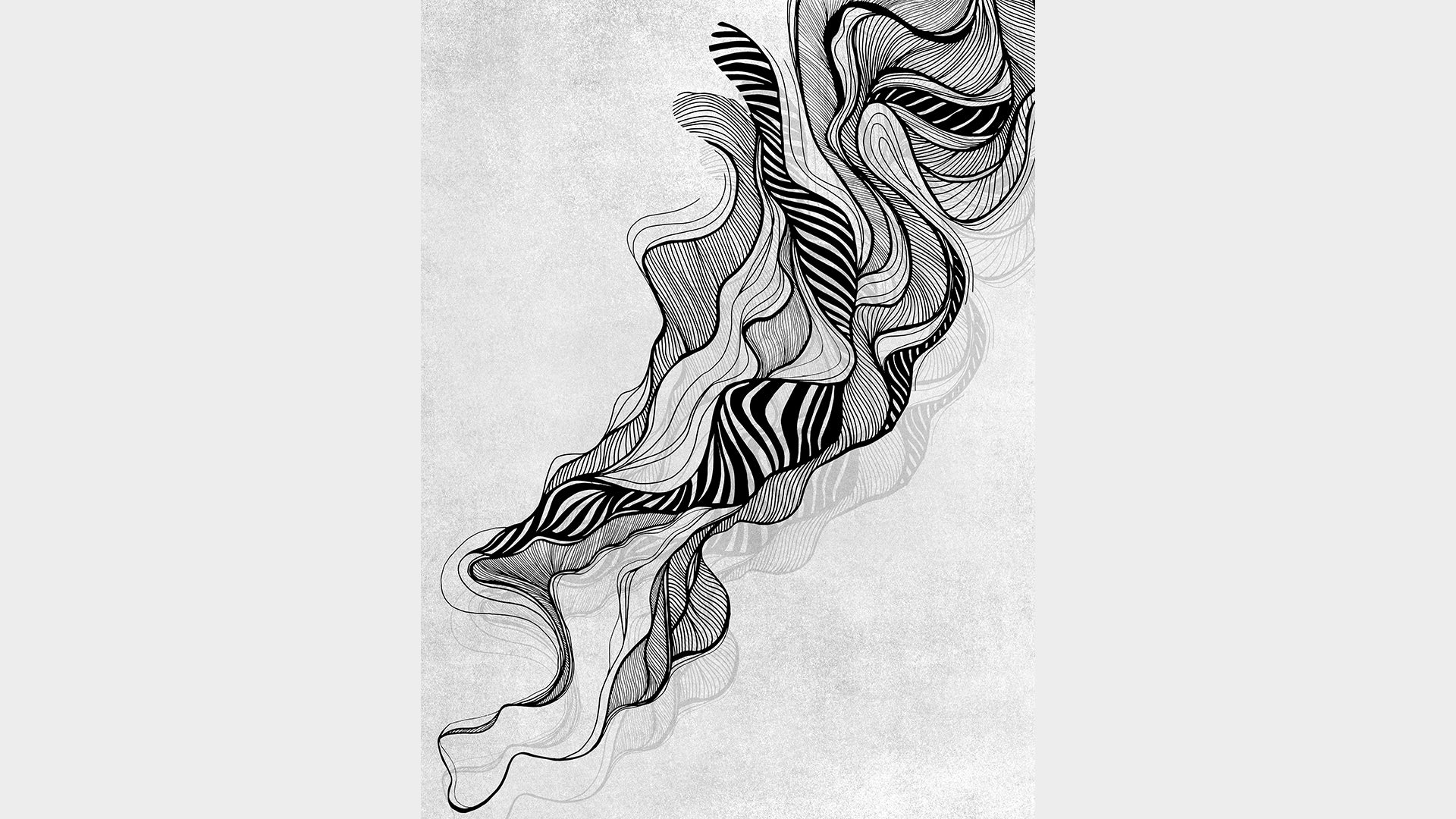 3d Abstract waves wallpaper with black and white lines