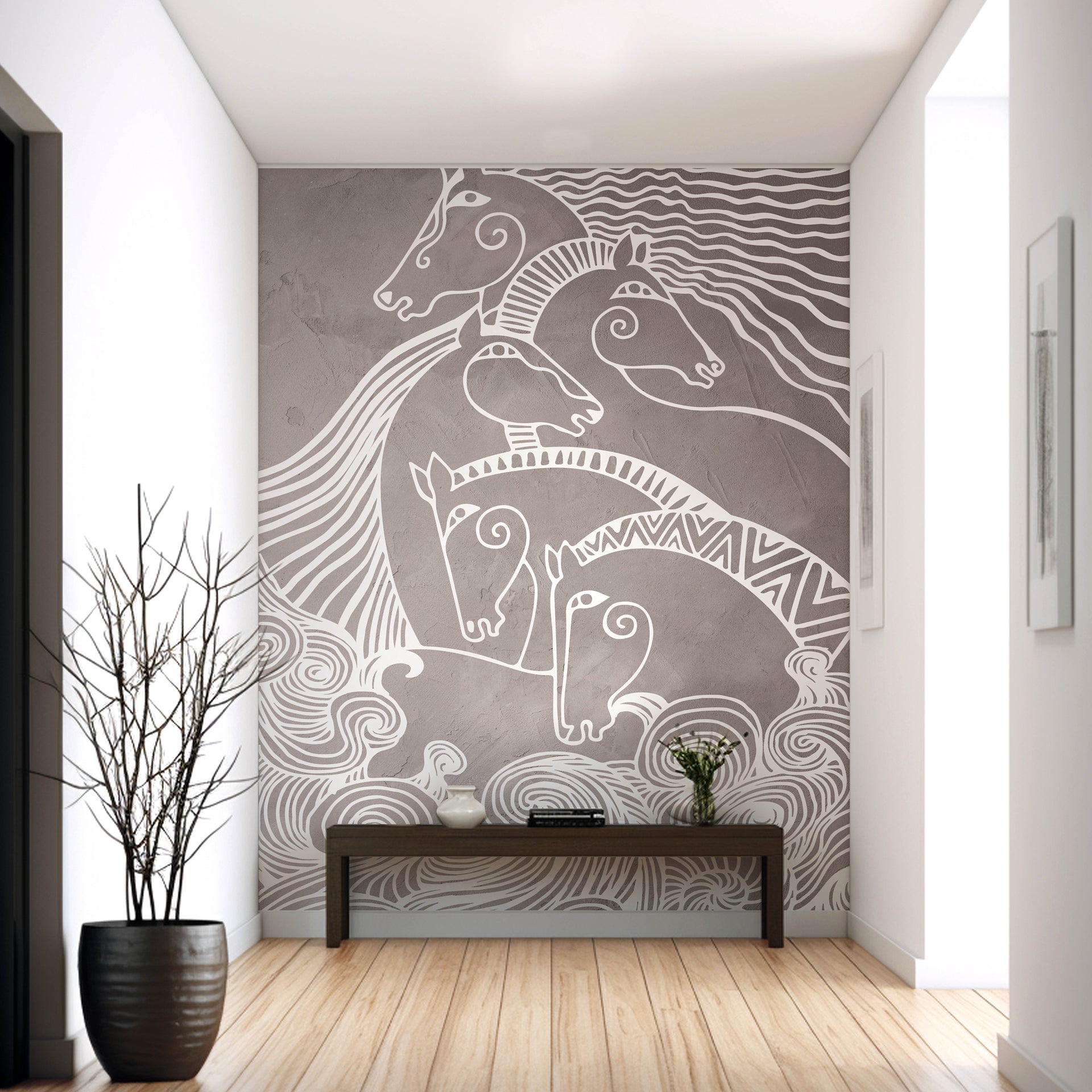 Fine Steed: Horse Line Art Modern Abstract Wallpaper