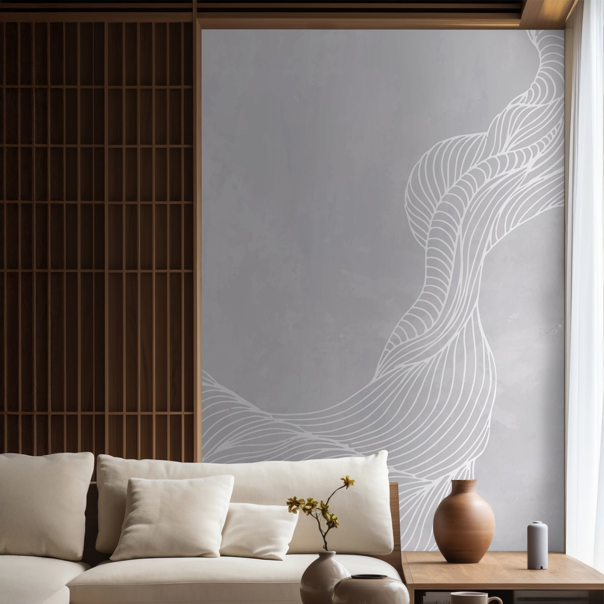 Shades Of Grey: 3D Modern Abstract Line Art Wallpaper