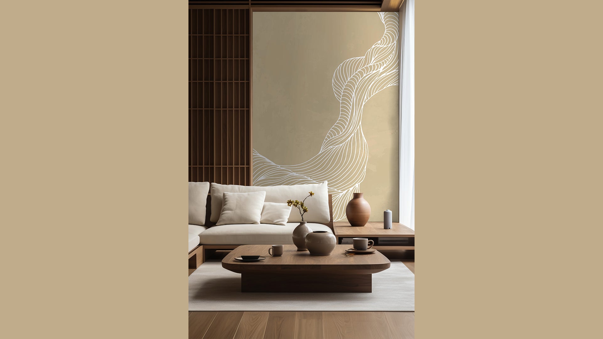 3D wavy Modern Line Art Wallpaper