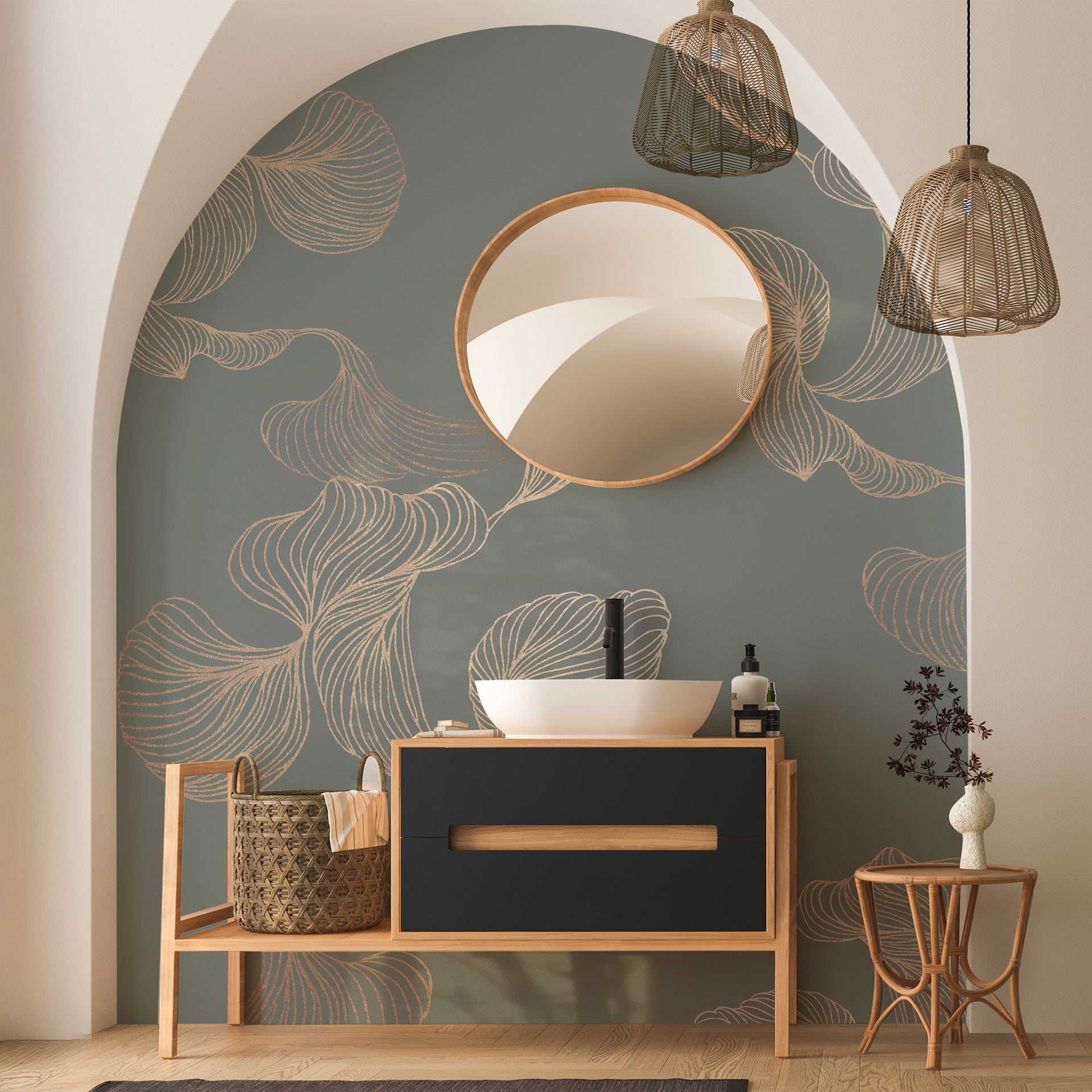 Botanical Art: Wallpaper With Flowing Leaf Patterns