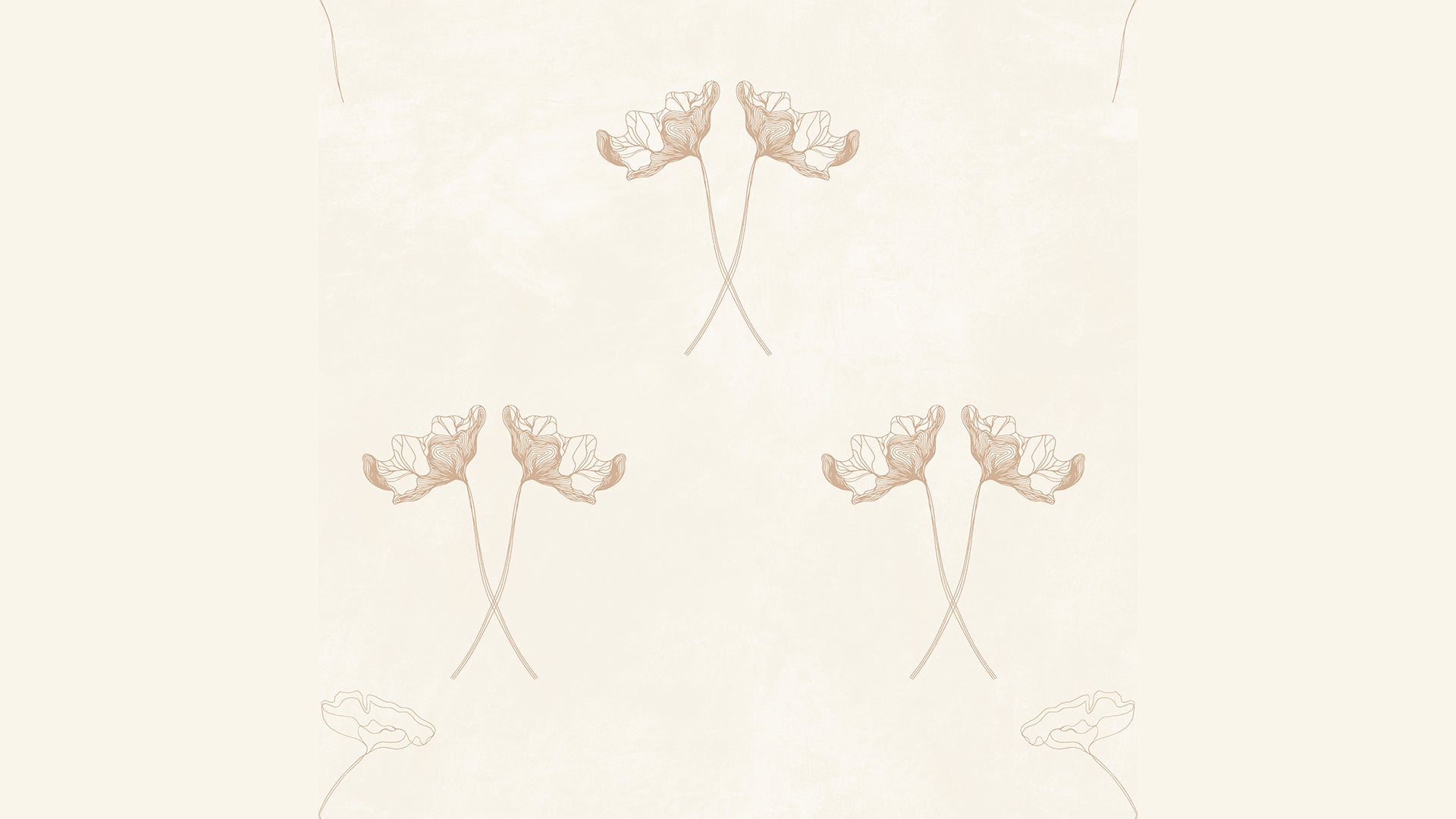 Floral line art pattern Wallpaper with Beige Tones