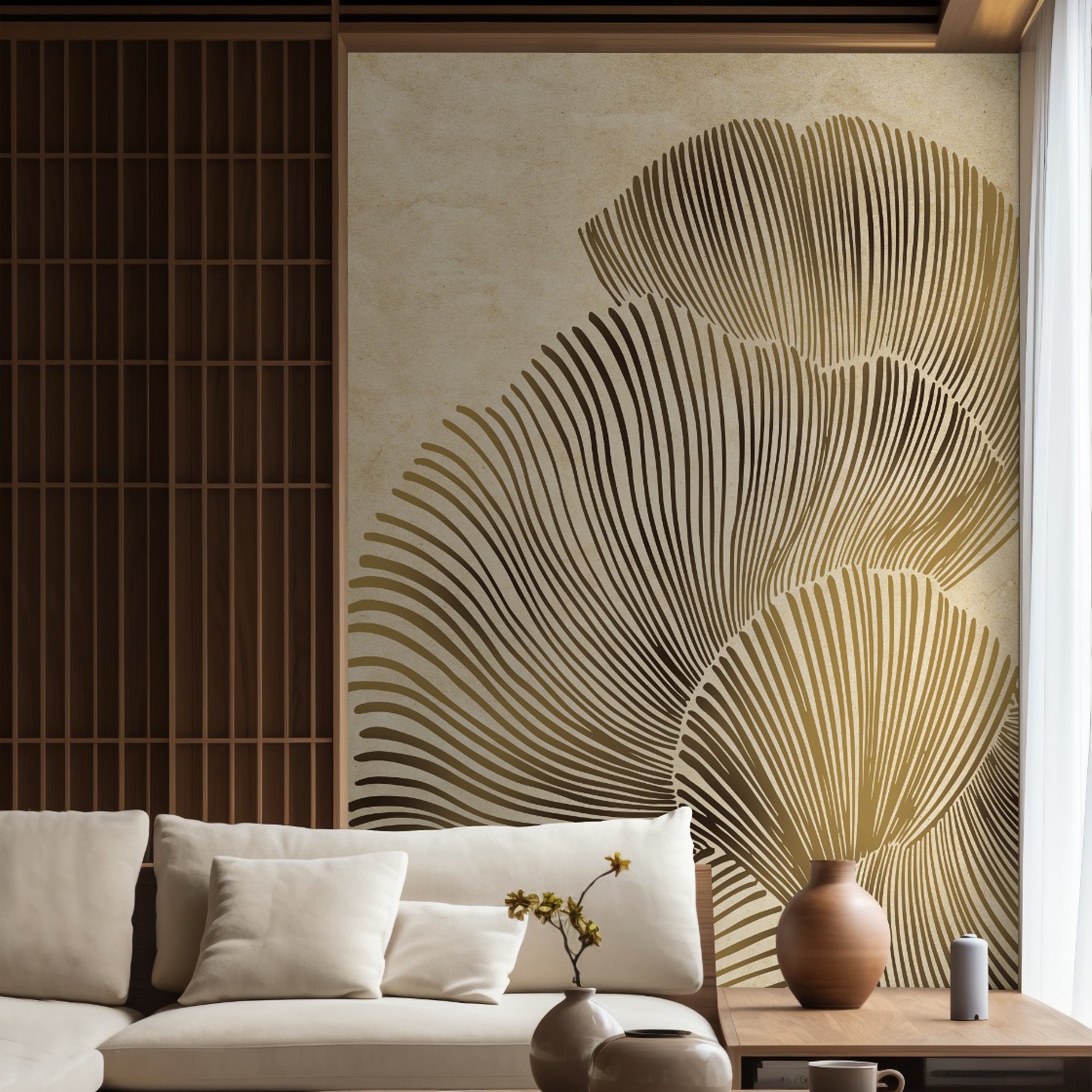 Earthy Lines: Abstract Wallpaper With Intricate Linear Patterns