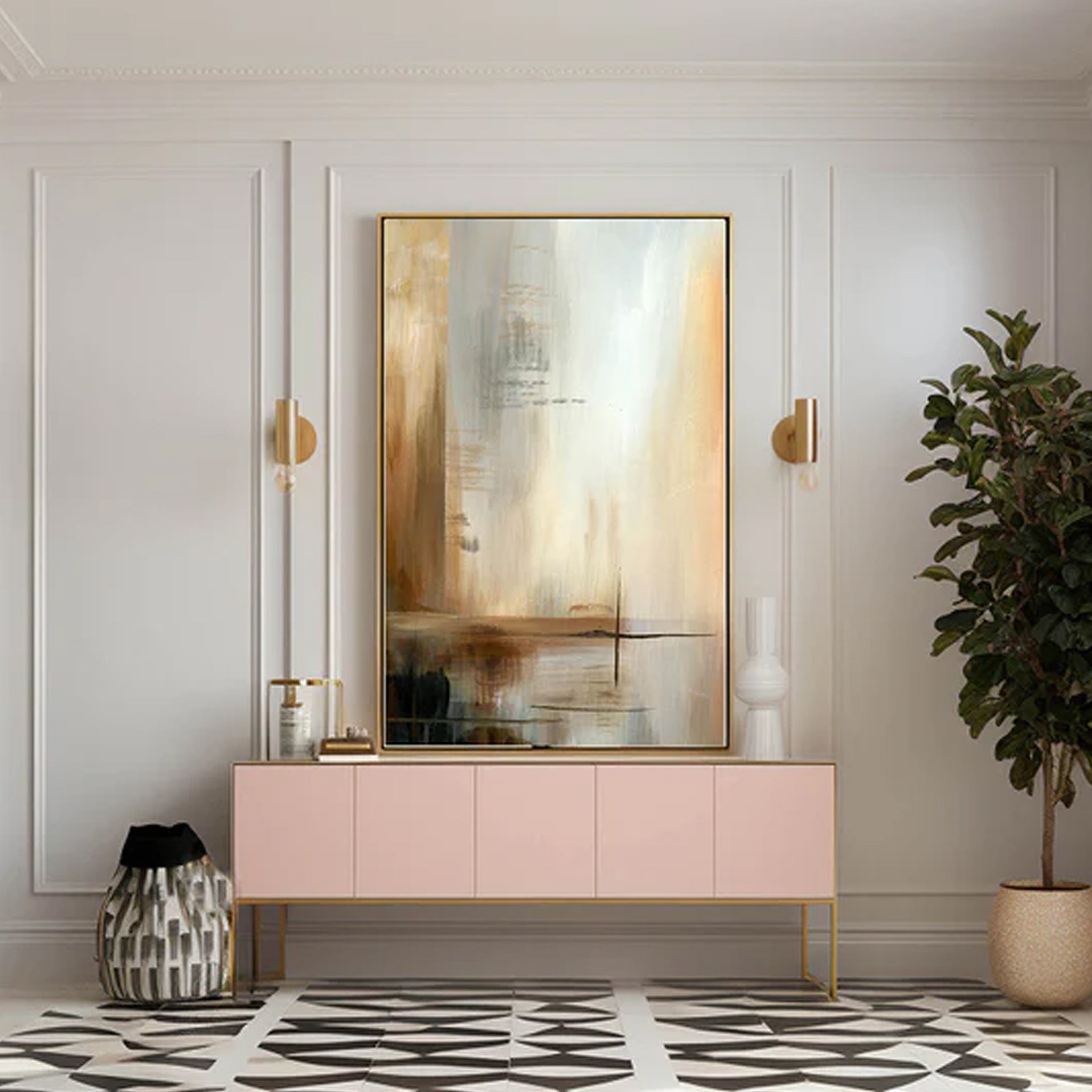 Modern Brushstorkes: Sleek Abstract Wallpaper With Neutral Tones