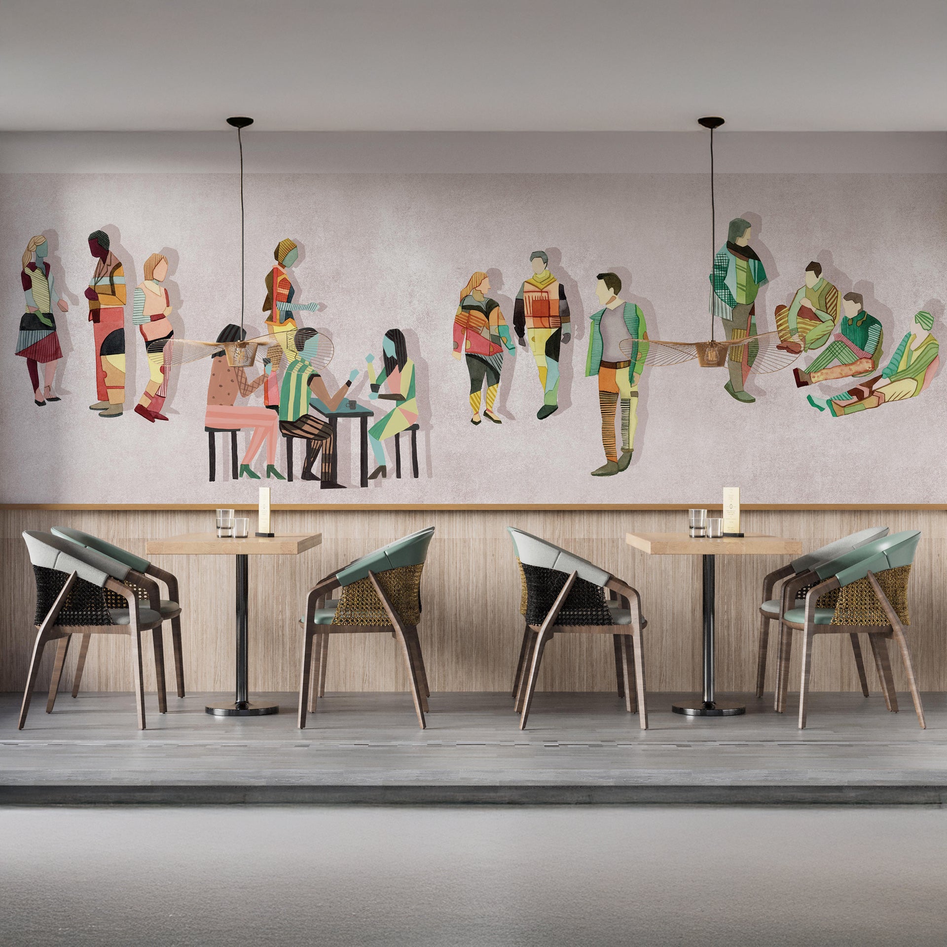 Social Interaction: A Modern, Abstract Illustration Of People Gathered In Small Groups Evoking A Sense Of Community And Connection
