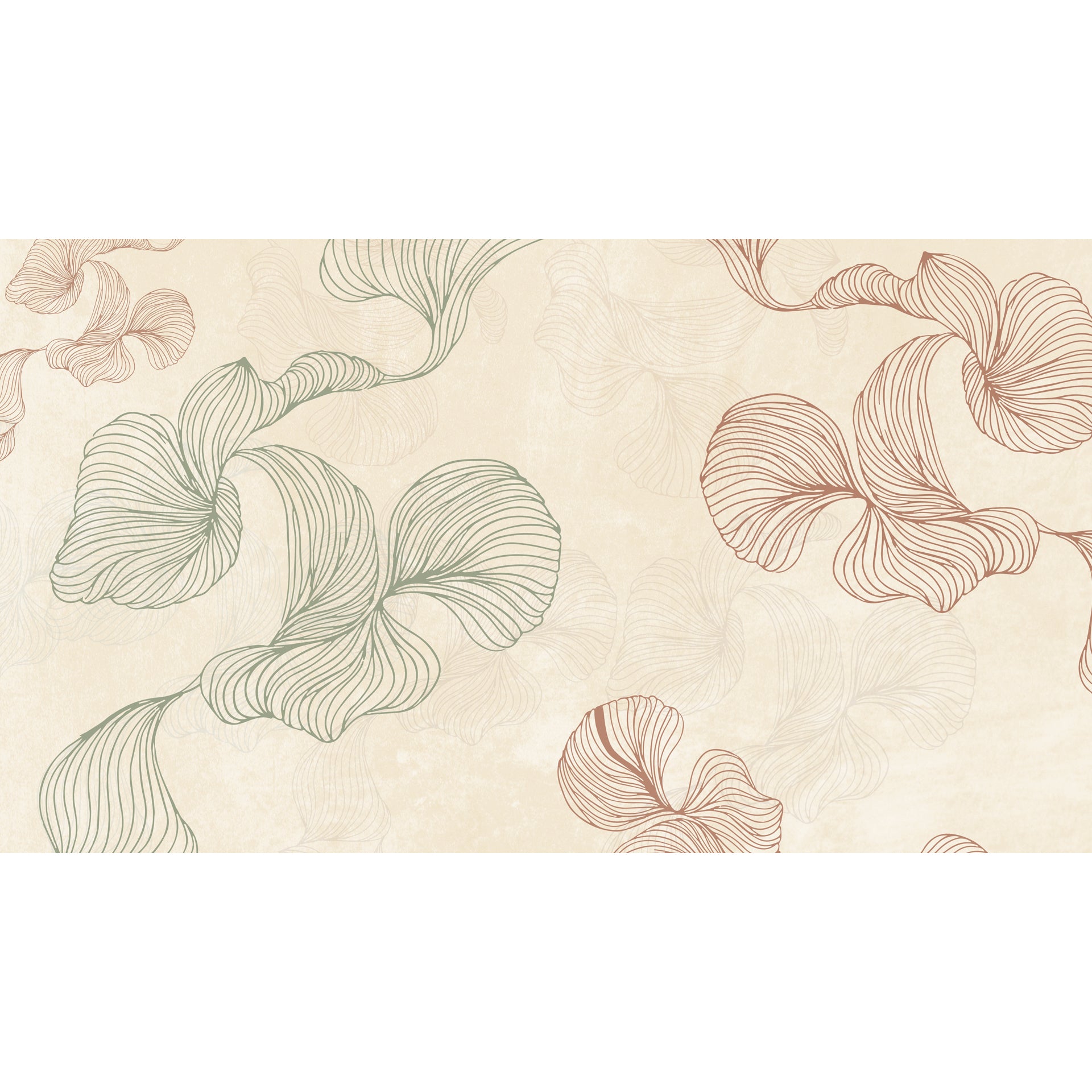 Abstract Botany: A Minimal, Abstract Botanical Wallpaper Featuring Flowing, Hand-Drawn Leaf Forms On A Warm Beige Background