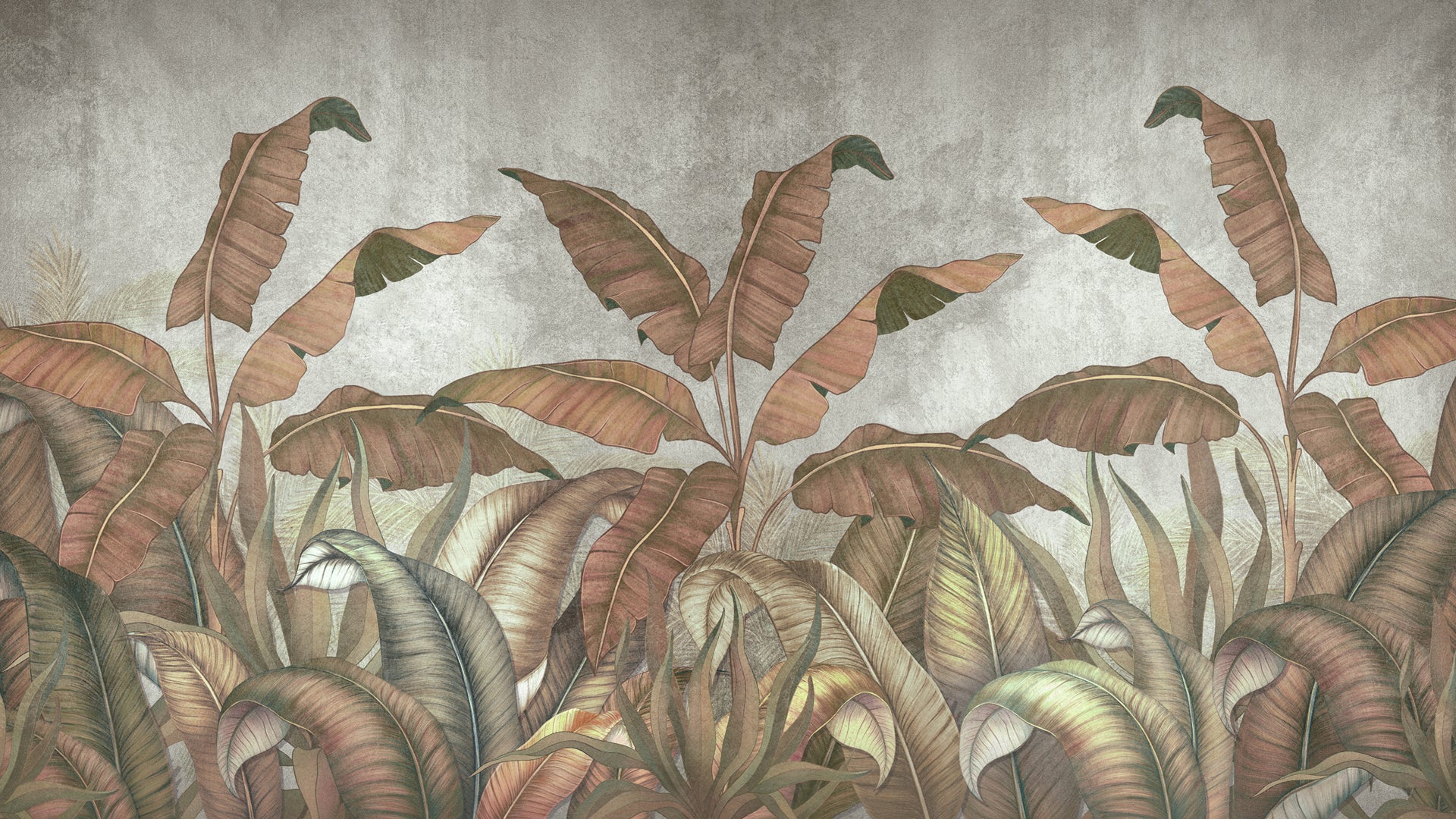 Vintage Banana Leaves Wallpaper for Room