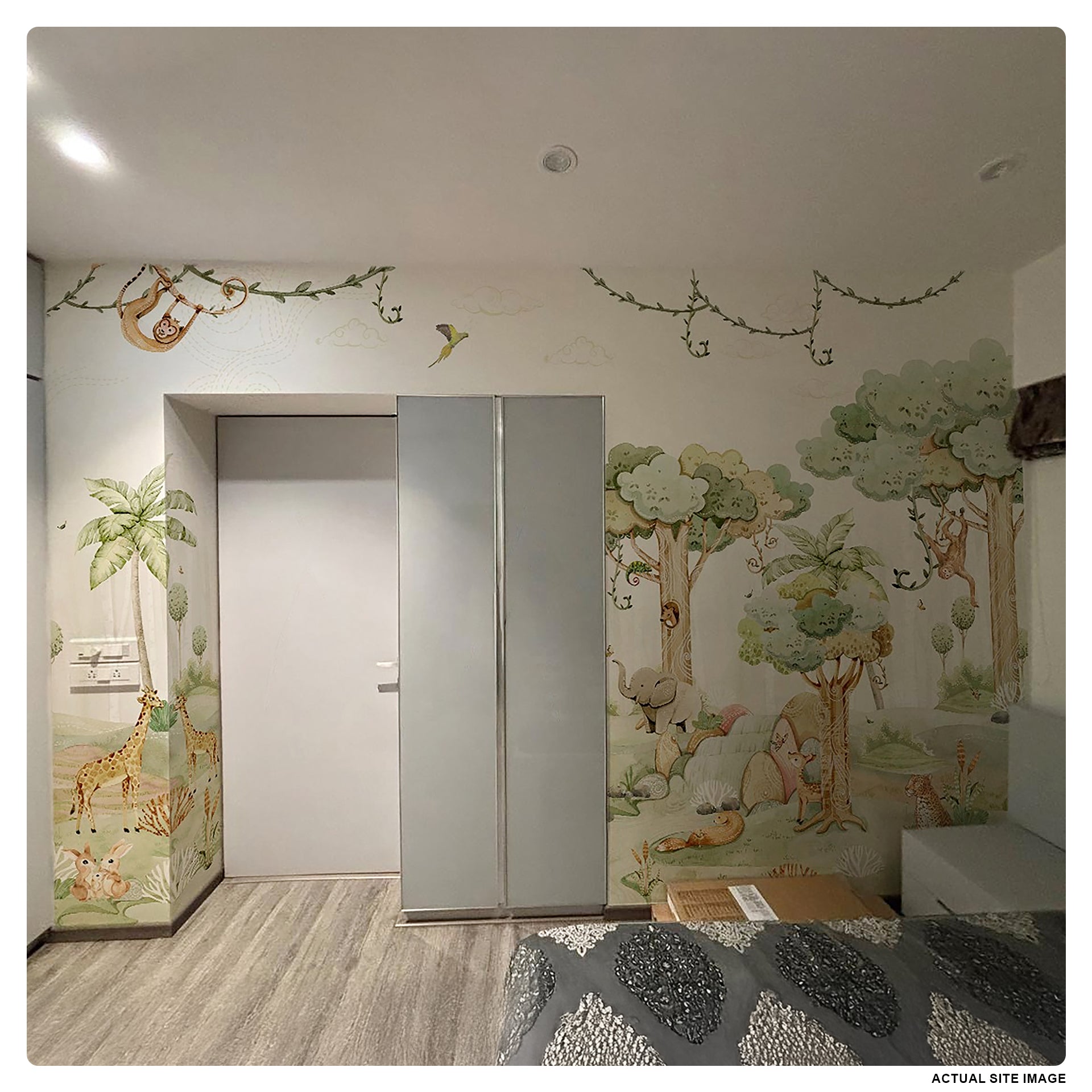 Whimsicalcal Jungle Scene With Playful Animals in Watercolor