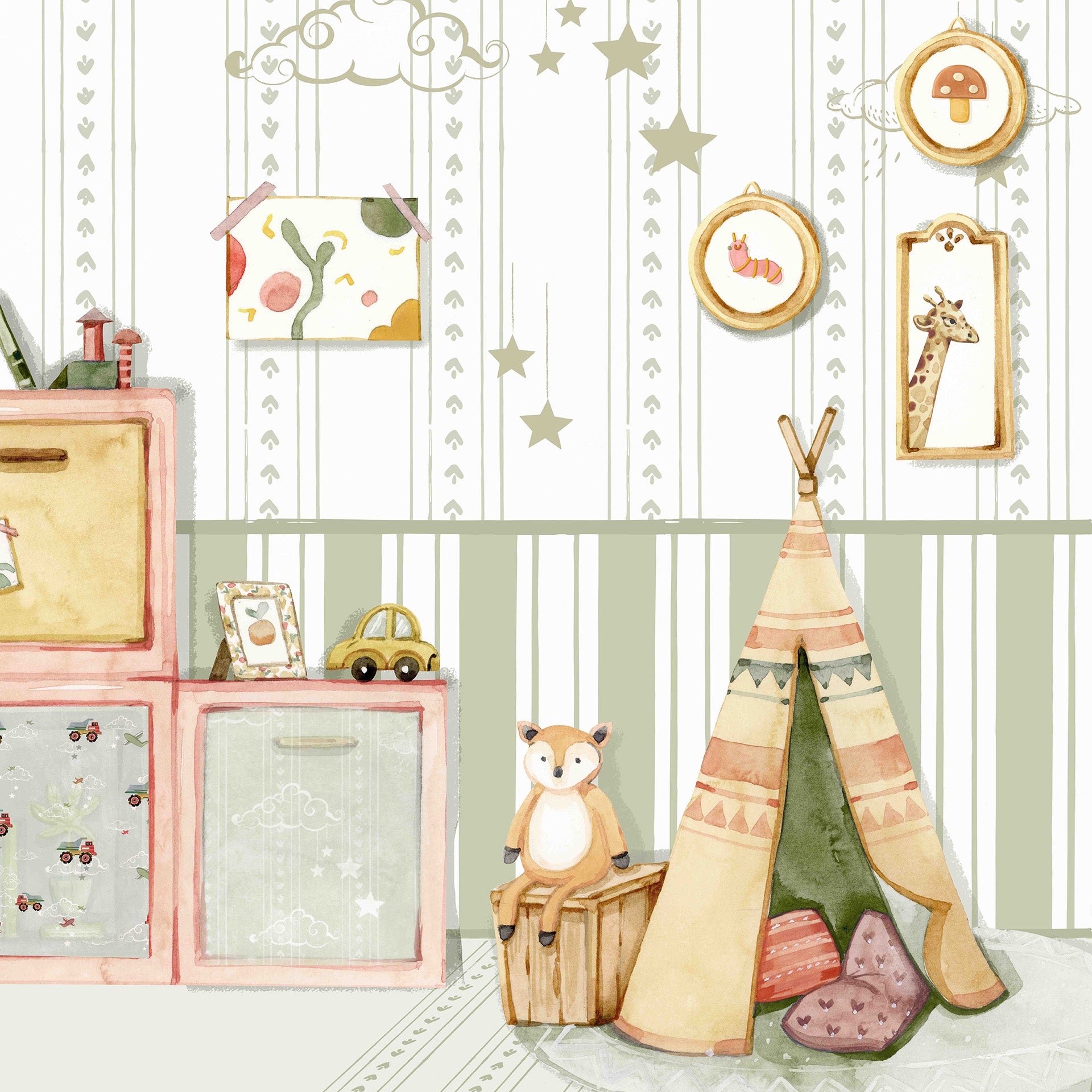 Charming Children's Nursery with Animal-Themed Decor and Playful Details
