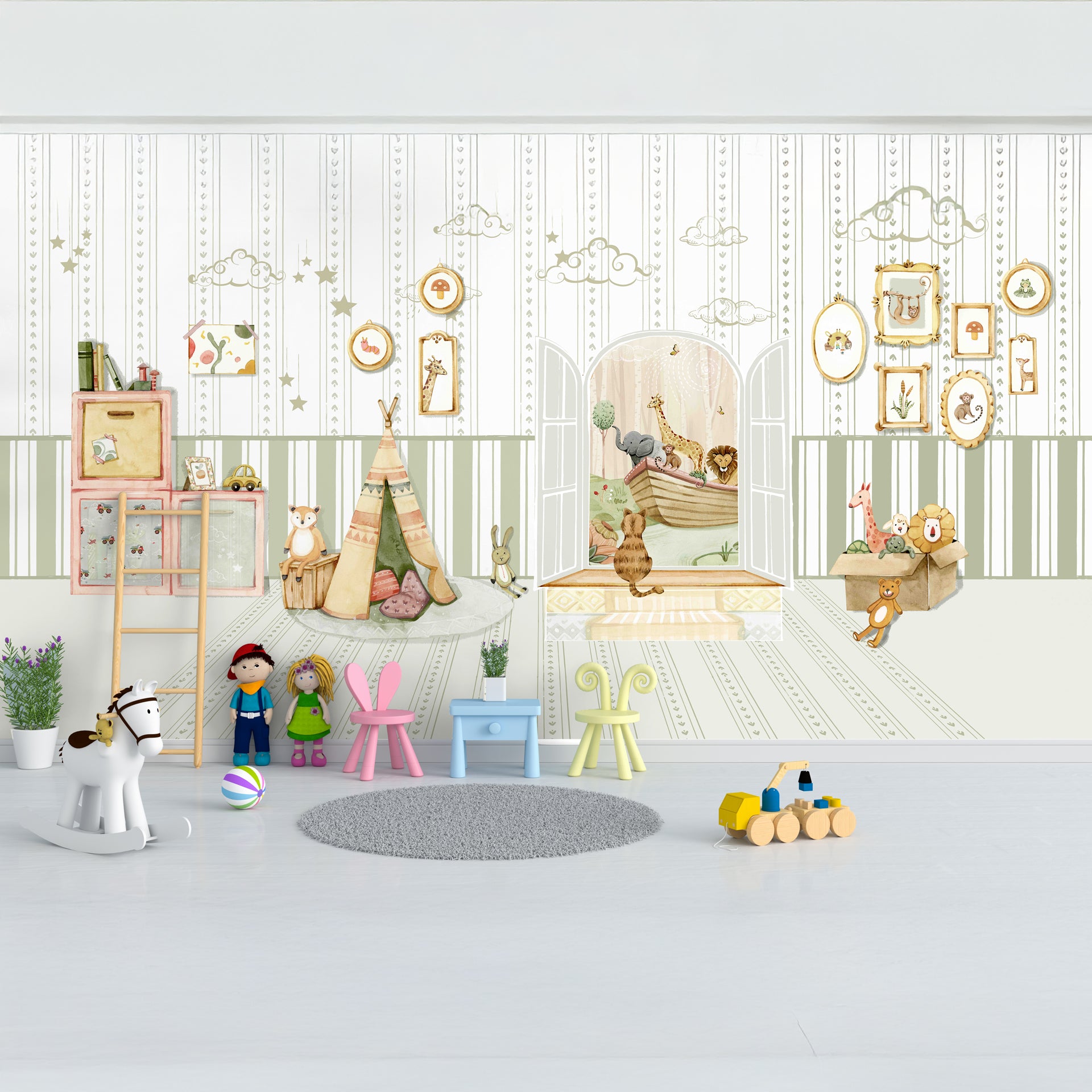 Charming Children's Nursery with Animal-Themed Decor and Playful Details