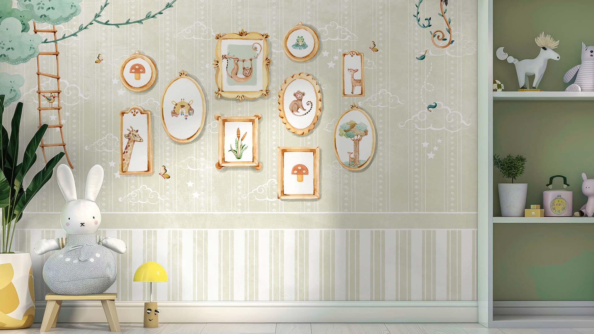 Charming Nursery Wall Art With Animal Frames And Nature Motifs