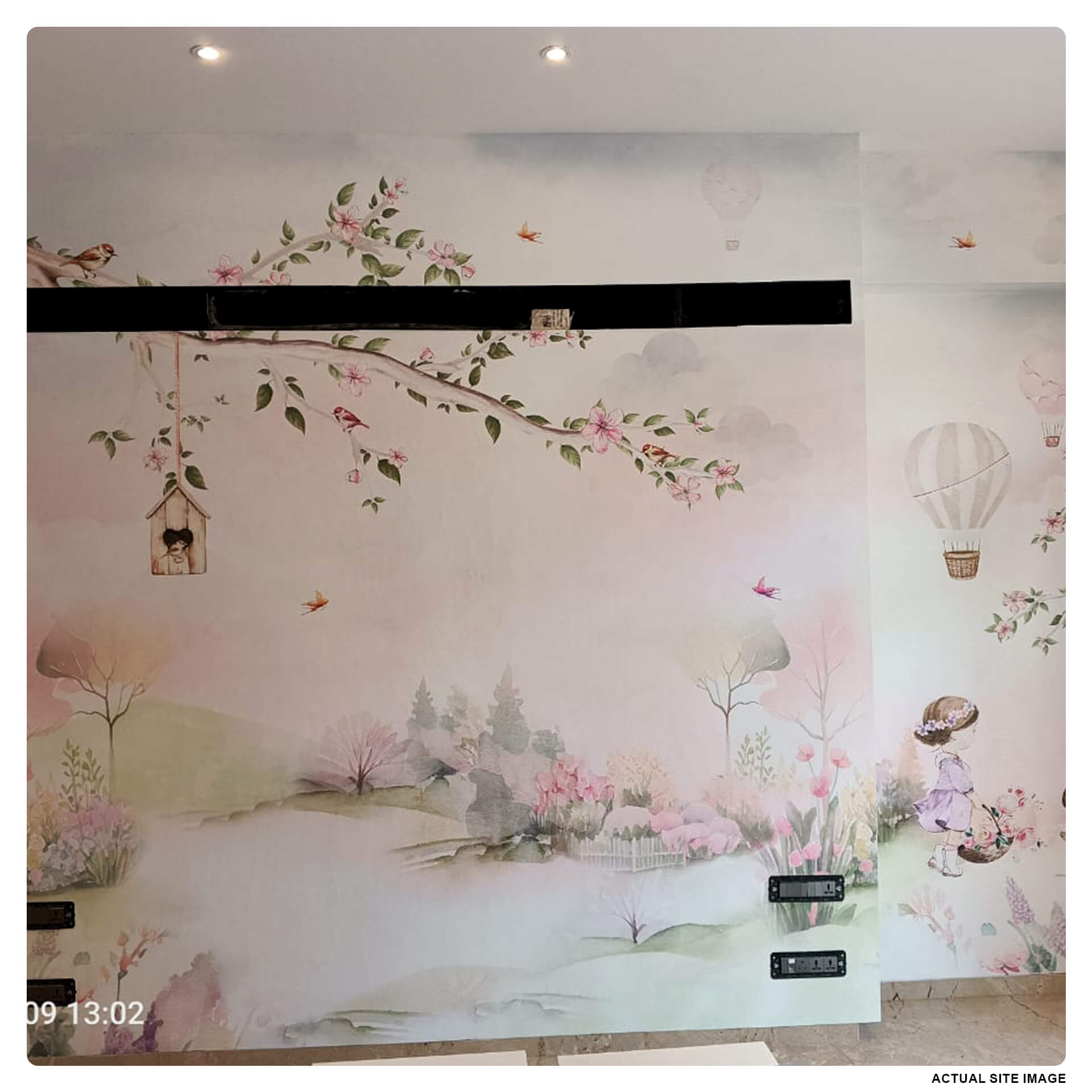 Spring Wallpaper with Hot Air Balloons and Blossoms