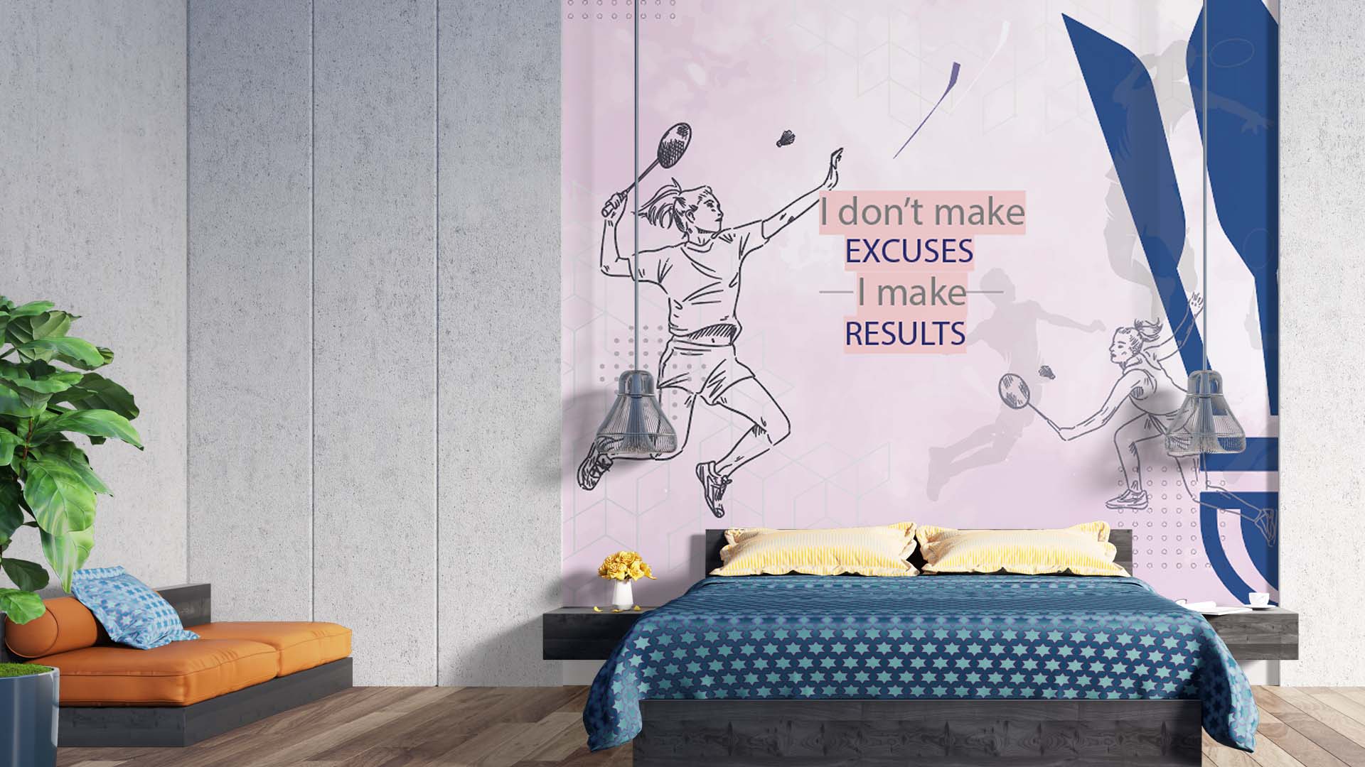 Inspirational Badminton Illustration with Motivational Quote for Success