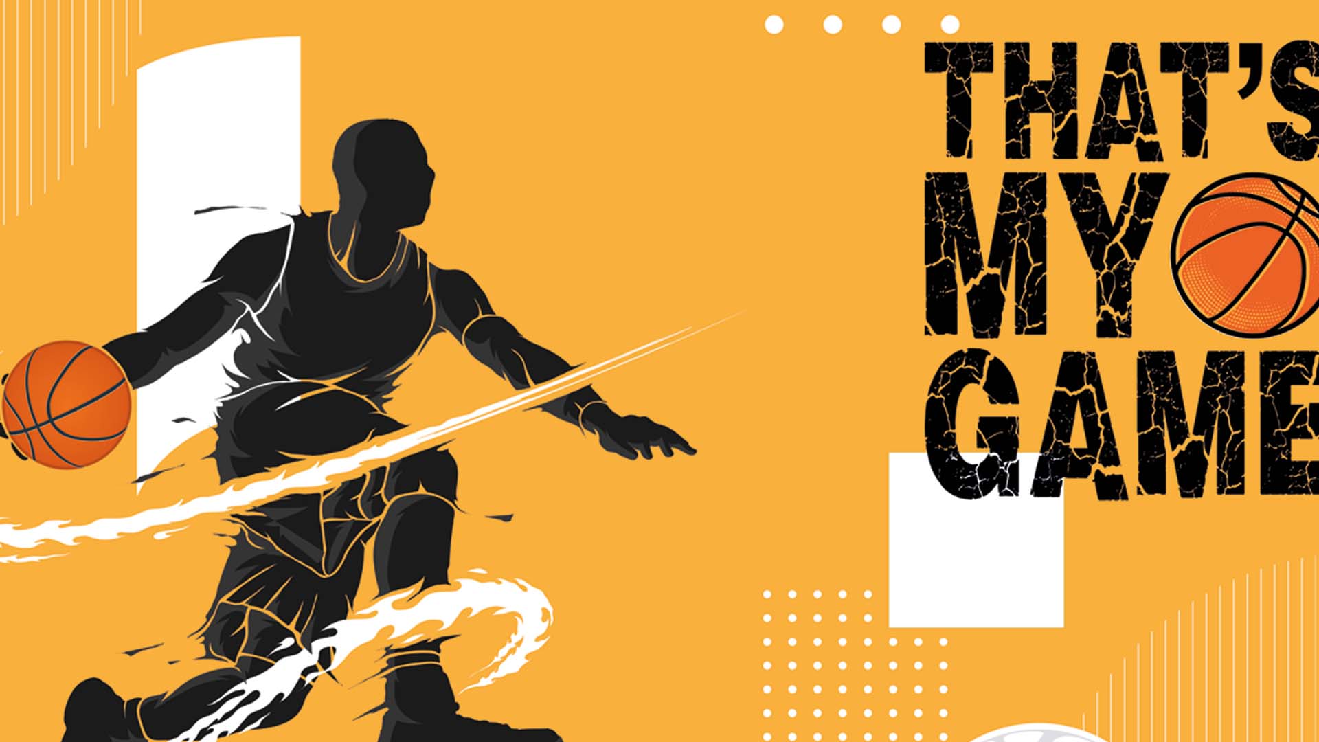 Dynamic Basketball Silhouette Design With Bold Typography Highlighting Passion