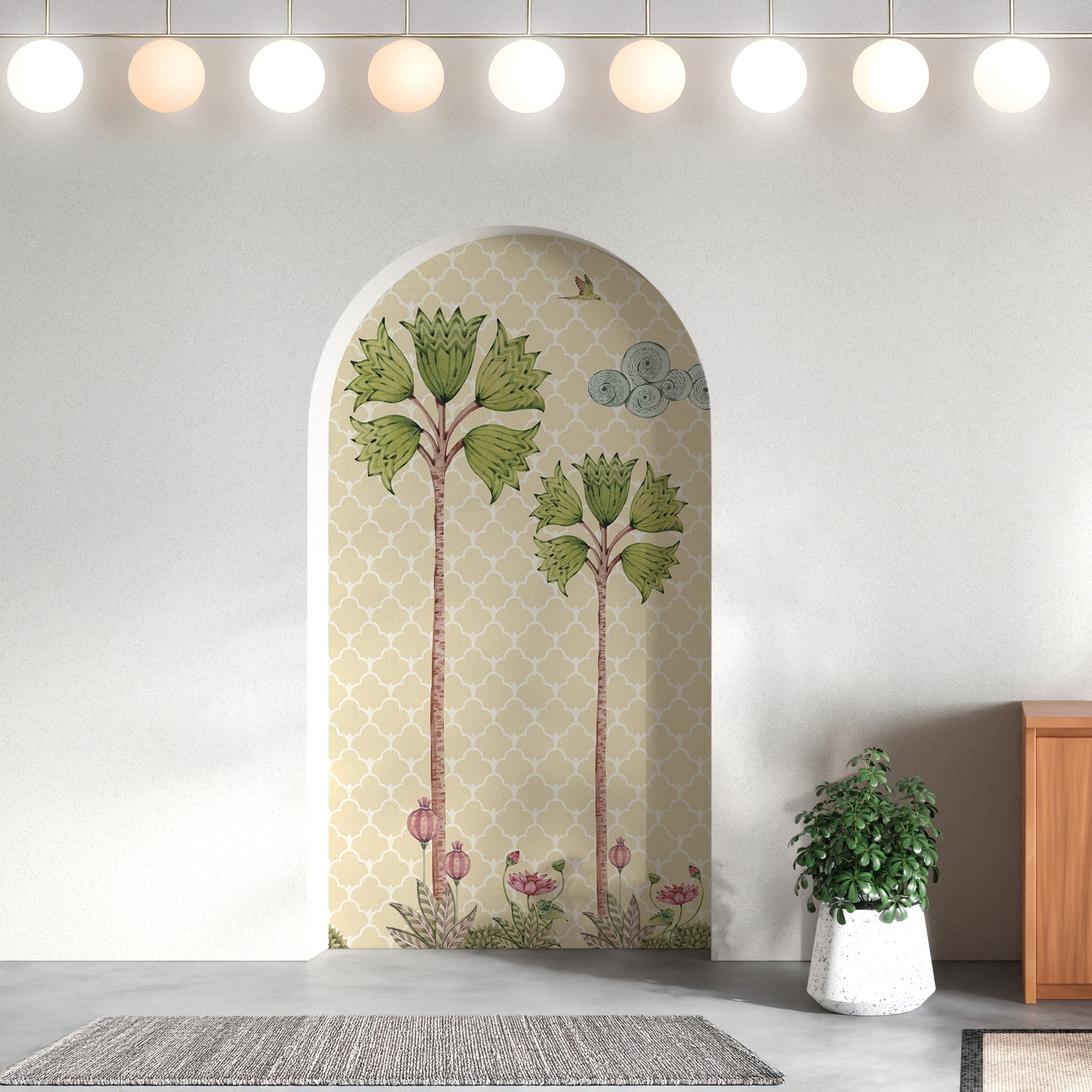 Vintage Style Botanical Illustration With Decorative Design Elements