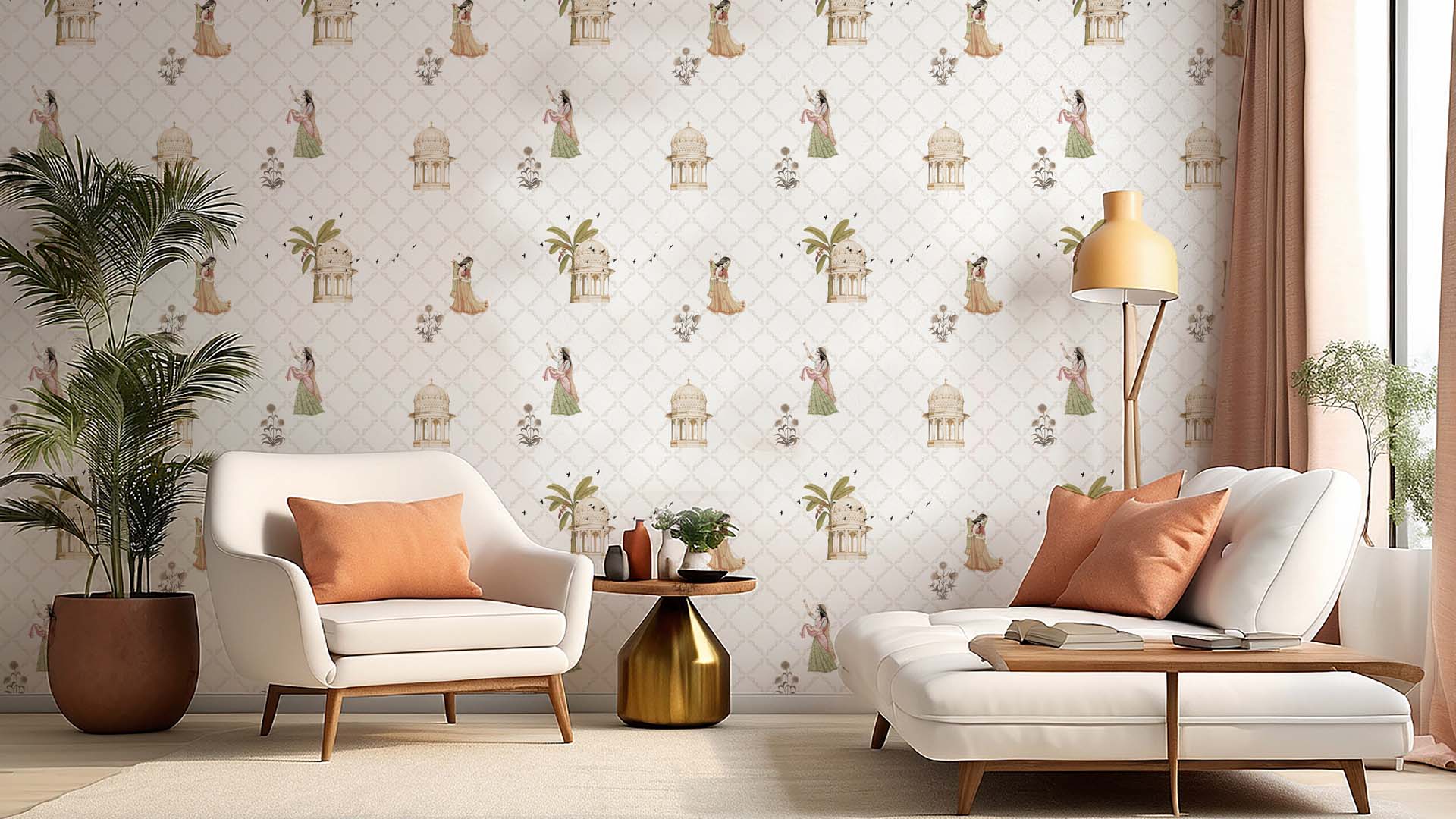 Twirls of Tradition: Wallpaper Inspired by Vrindavan, Gopis & Jharokas