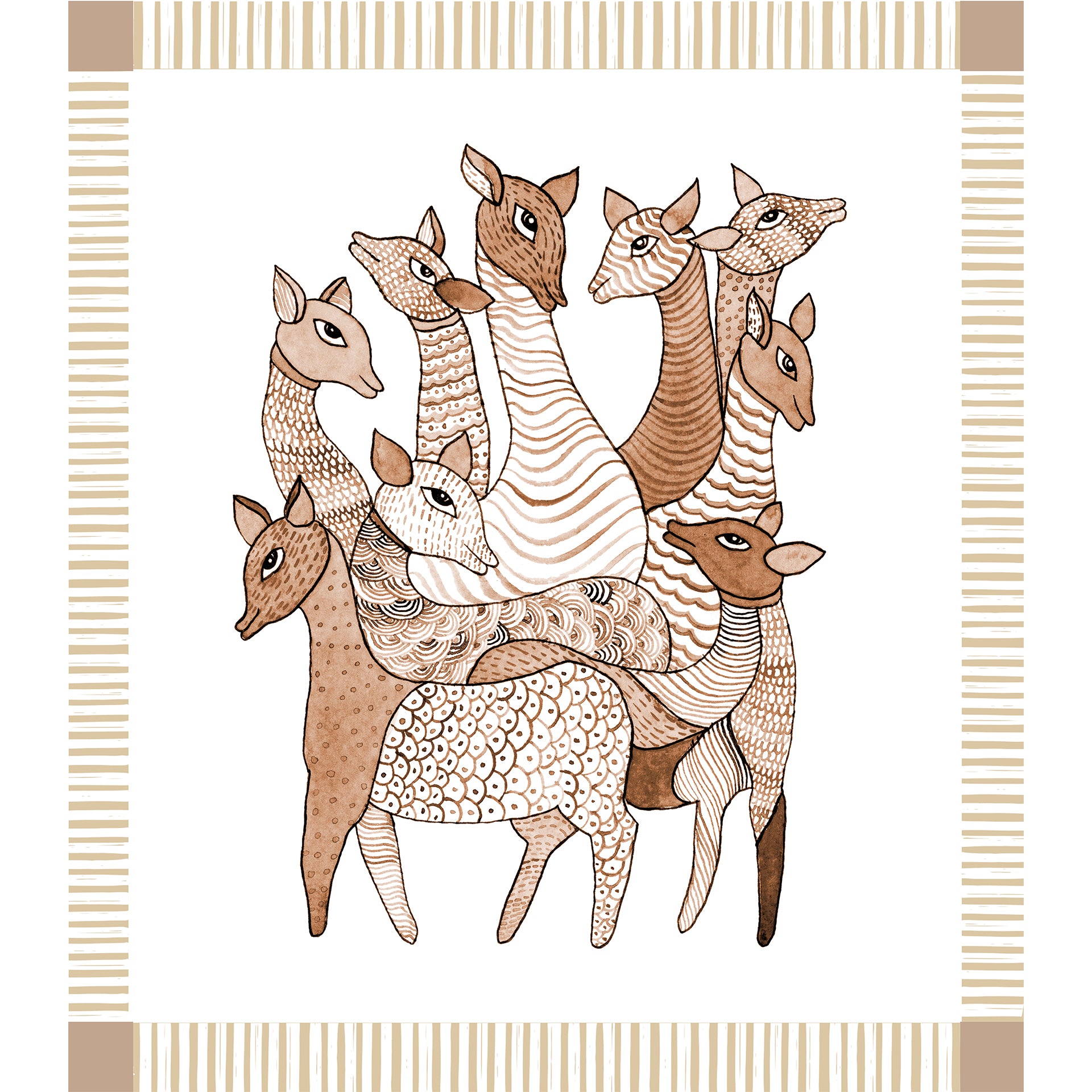 Deers gond art wallpaper mural