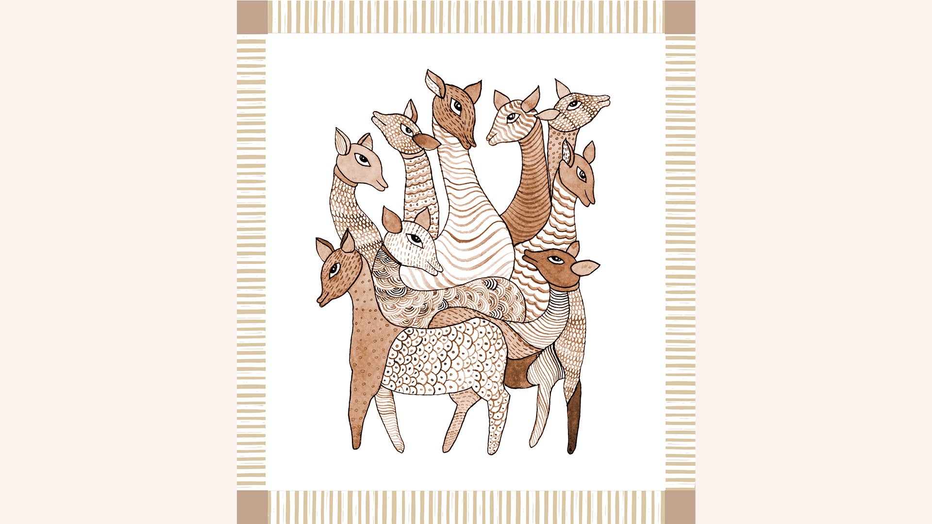 Deers gond art wallpaper mural