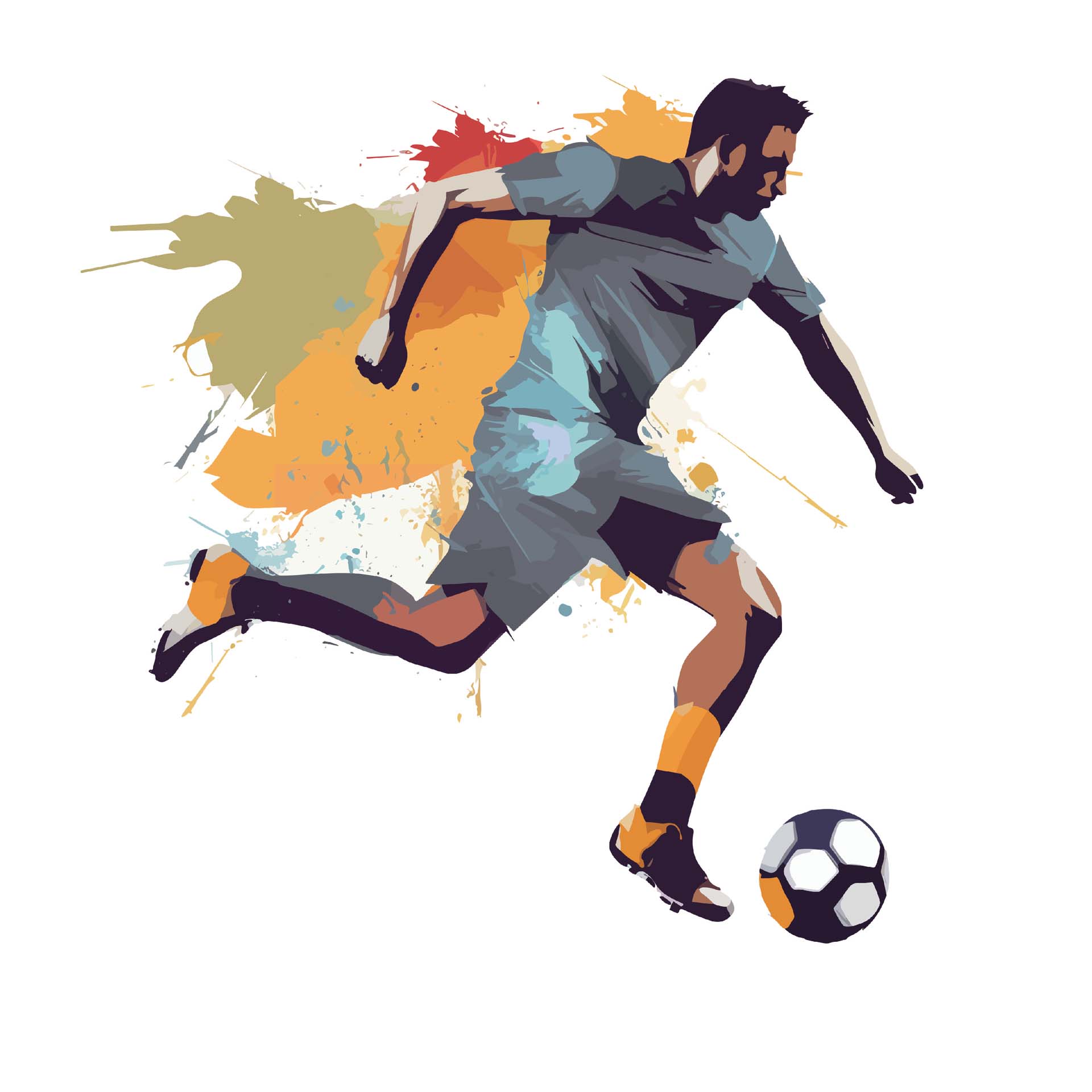 Vibrant Soccer Player in Motion with Abstract Colors