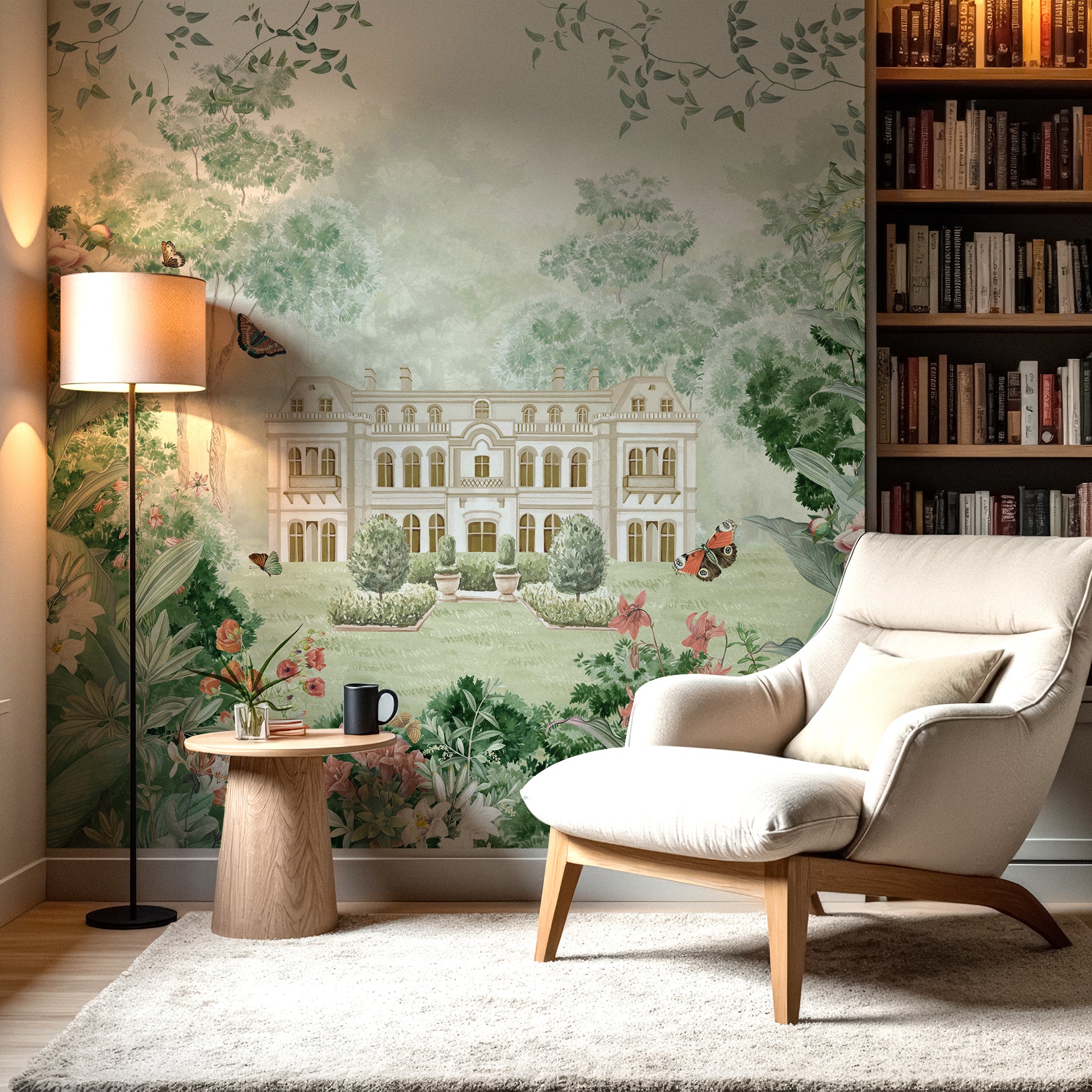 Forest Manor: An English palace stands quietly in the heart of a forest, surrounded by
untamed wildflowers