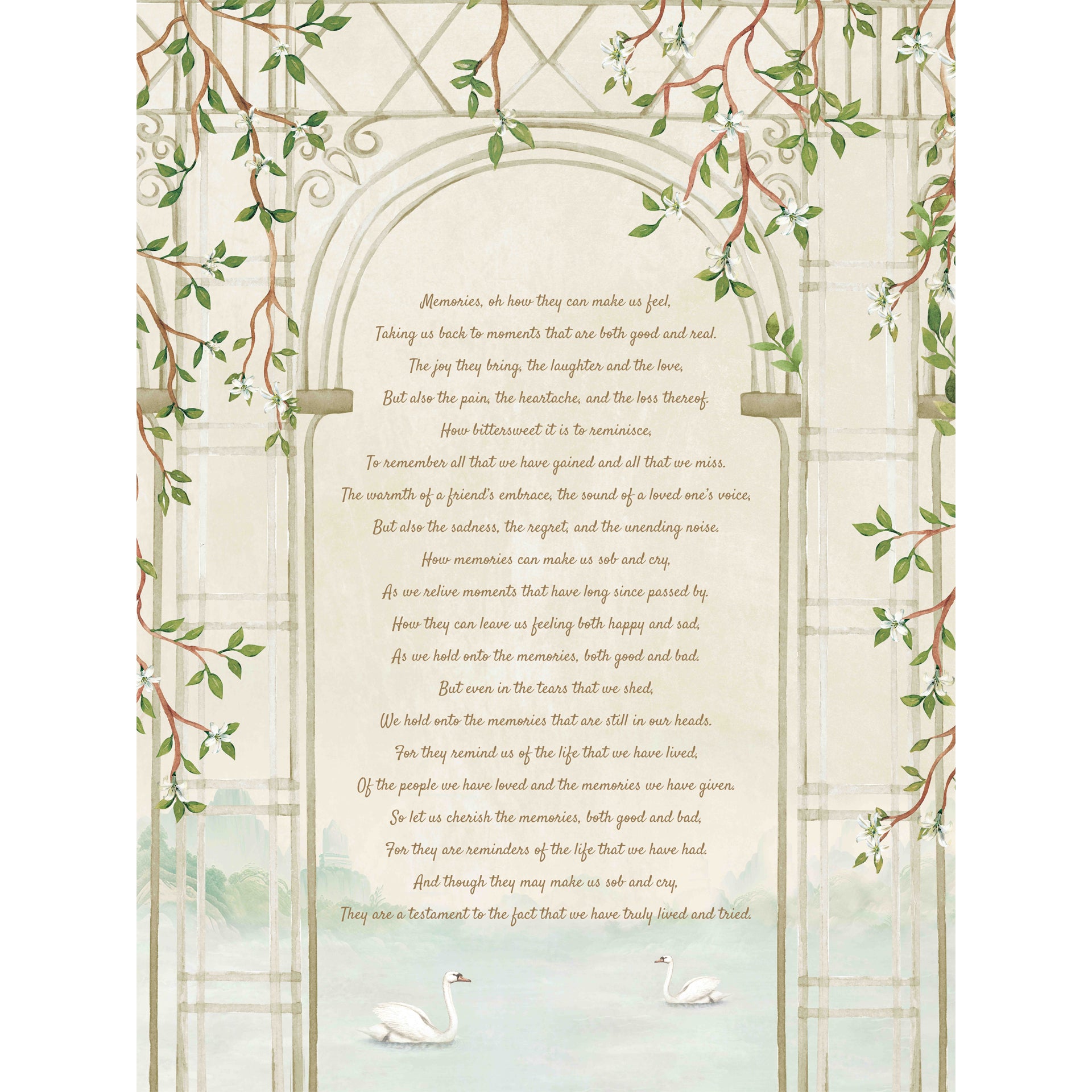 Verse By the Lake: Gentle words rest near a peaceful lake, seen through an ornate gate,
aevoking calm, reflection, and timeless romance.