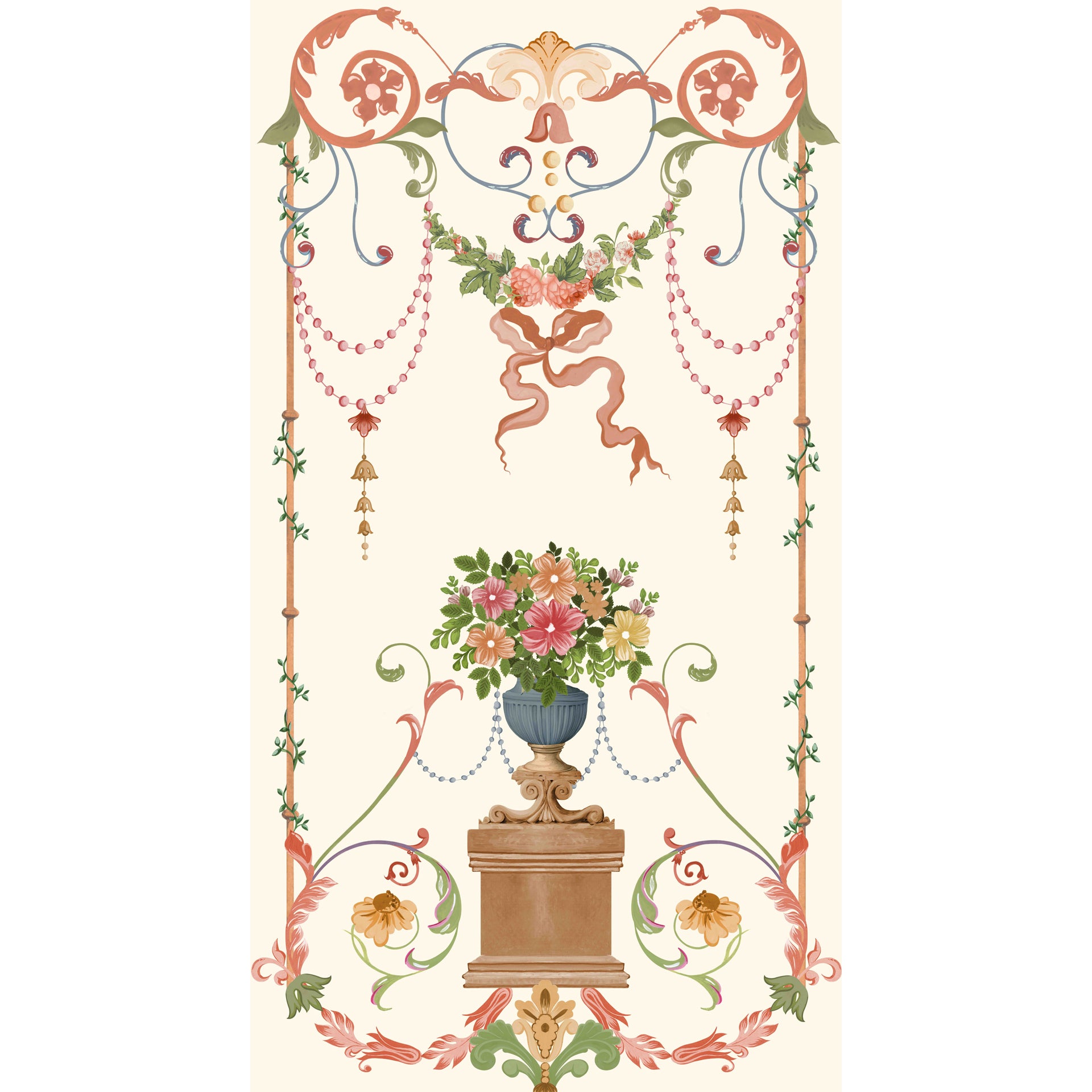 Baroque Botanica: Elegant Floral Baroque Motif With Detailed Designs and Ornamental Elements