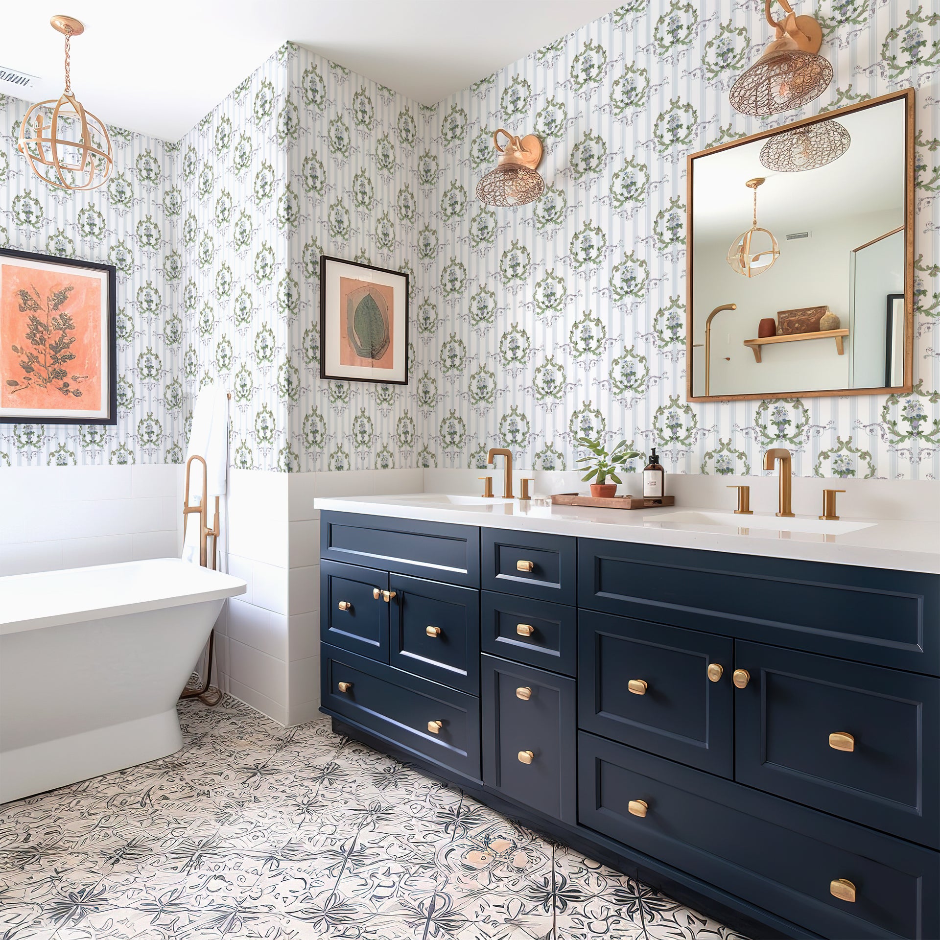 Lace & Lines: A blend of ornate scrollwork and soft vertical lines evokes timeless European charm