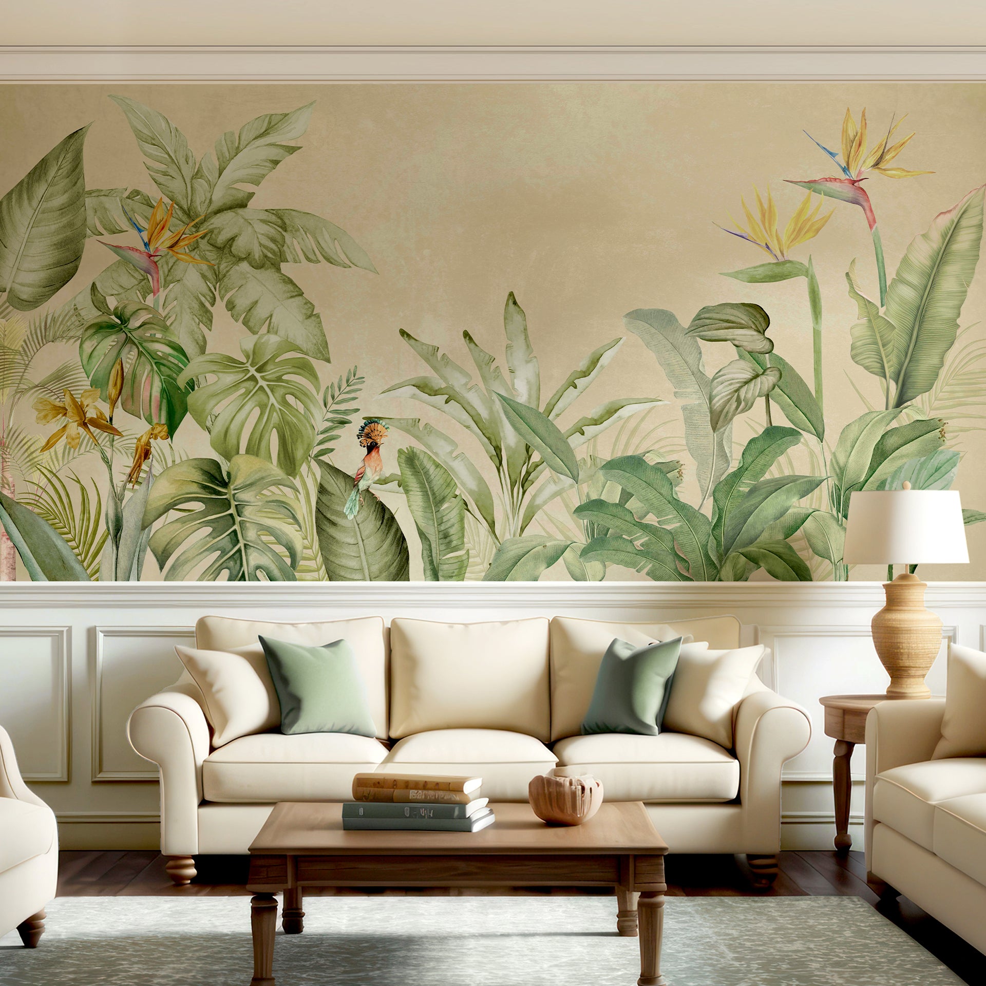 Jungle Bloom: Tropical Jungle Botanical wallpaper with Lush Leaves