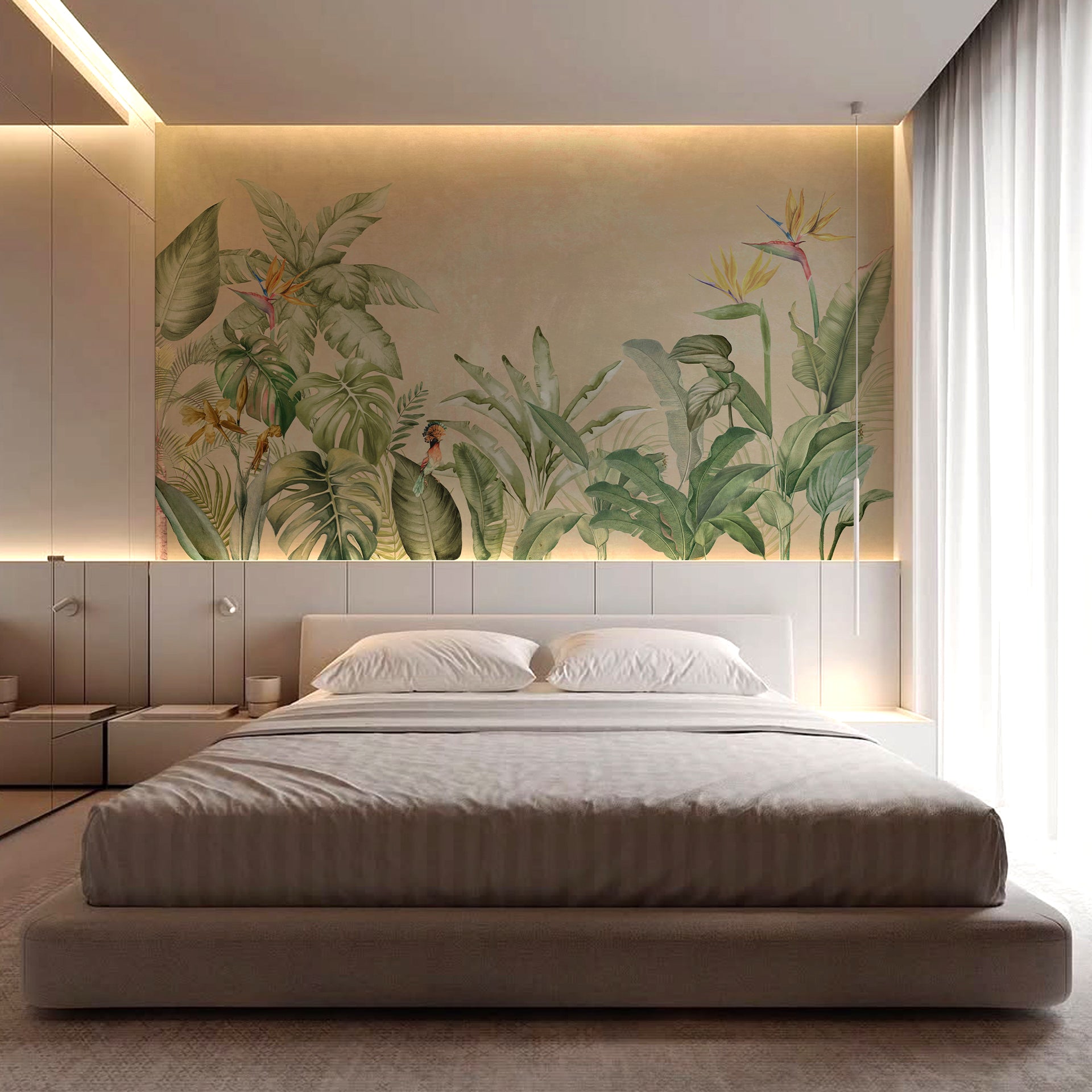 Jungle Bloom: Tropical Jungle Botanical wallpaper with Lush Leaves
