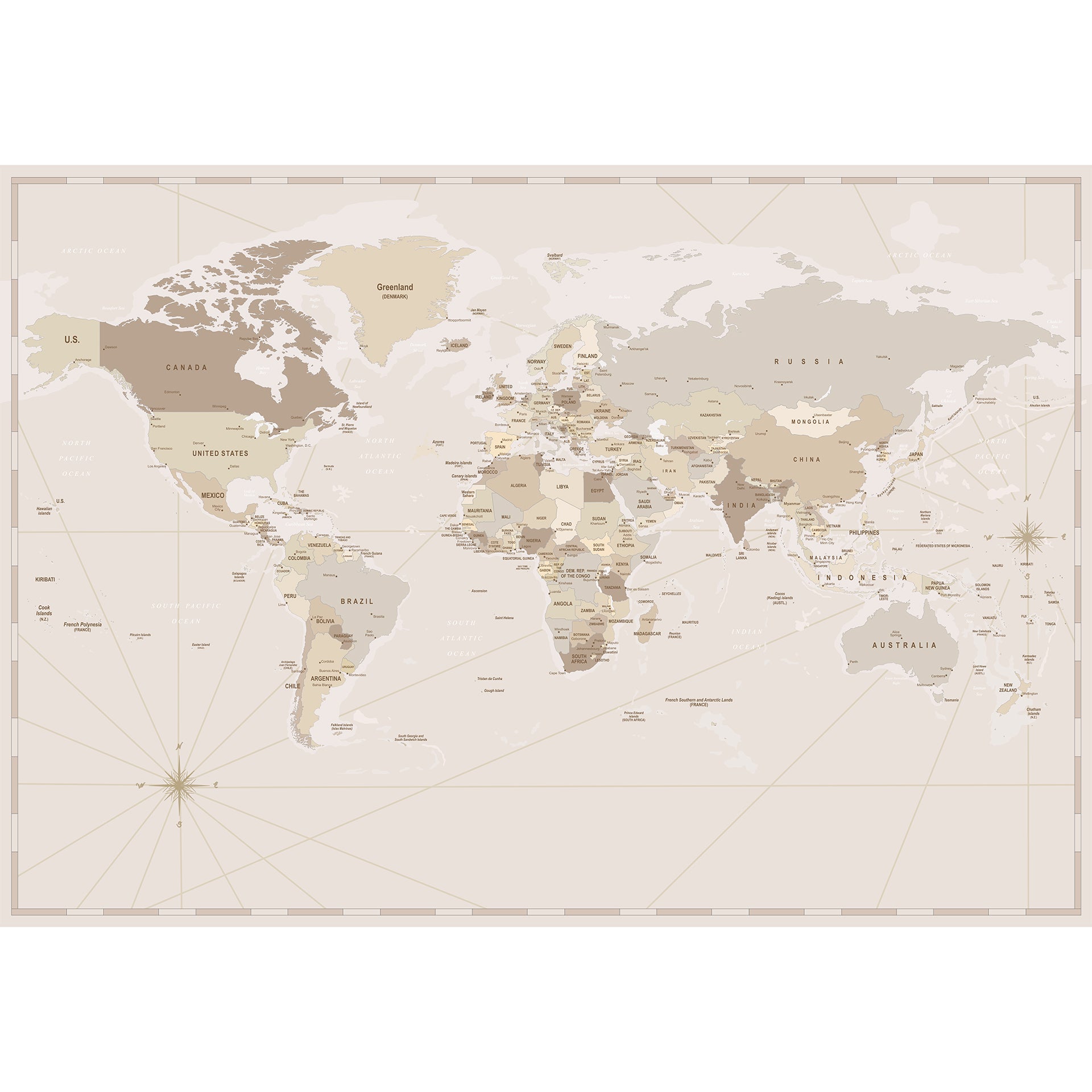 Vintage-World-Map: Vintage Beige World Map for Global Travel Inspiration