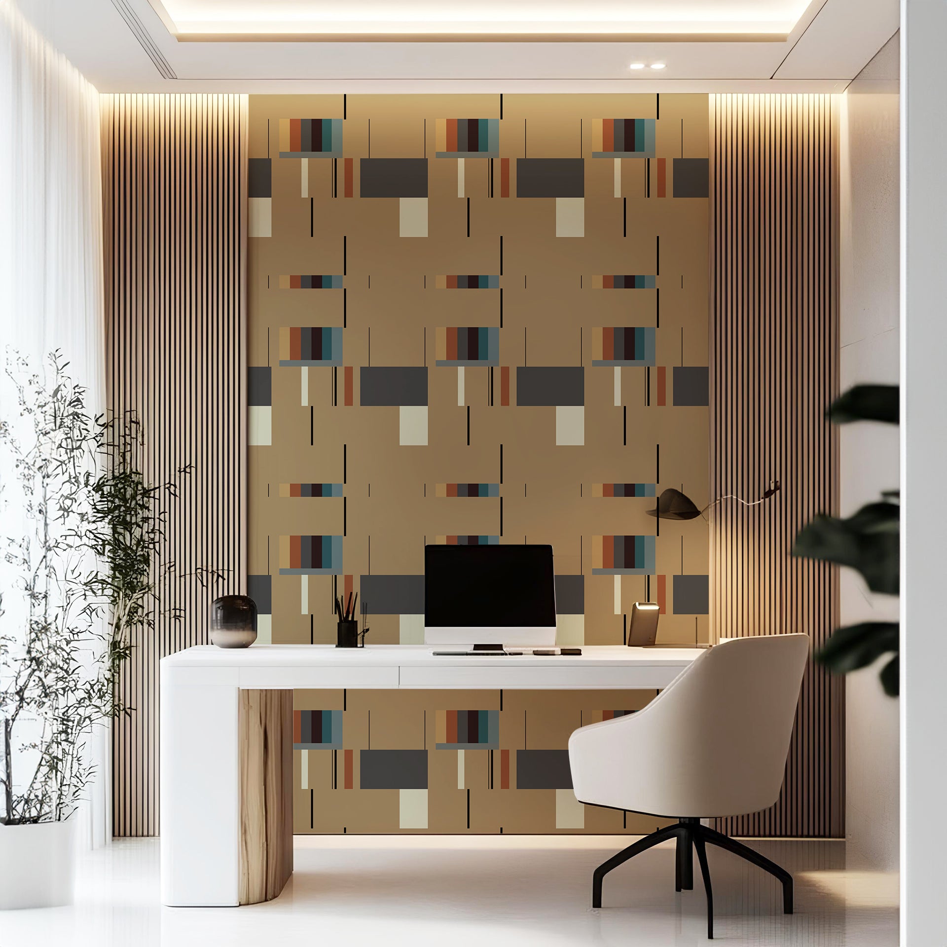 Beige-Brown: Abstract Geometric Pattern of Beige and Brown with Dark Accents