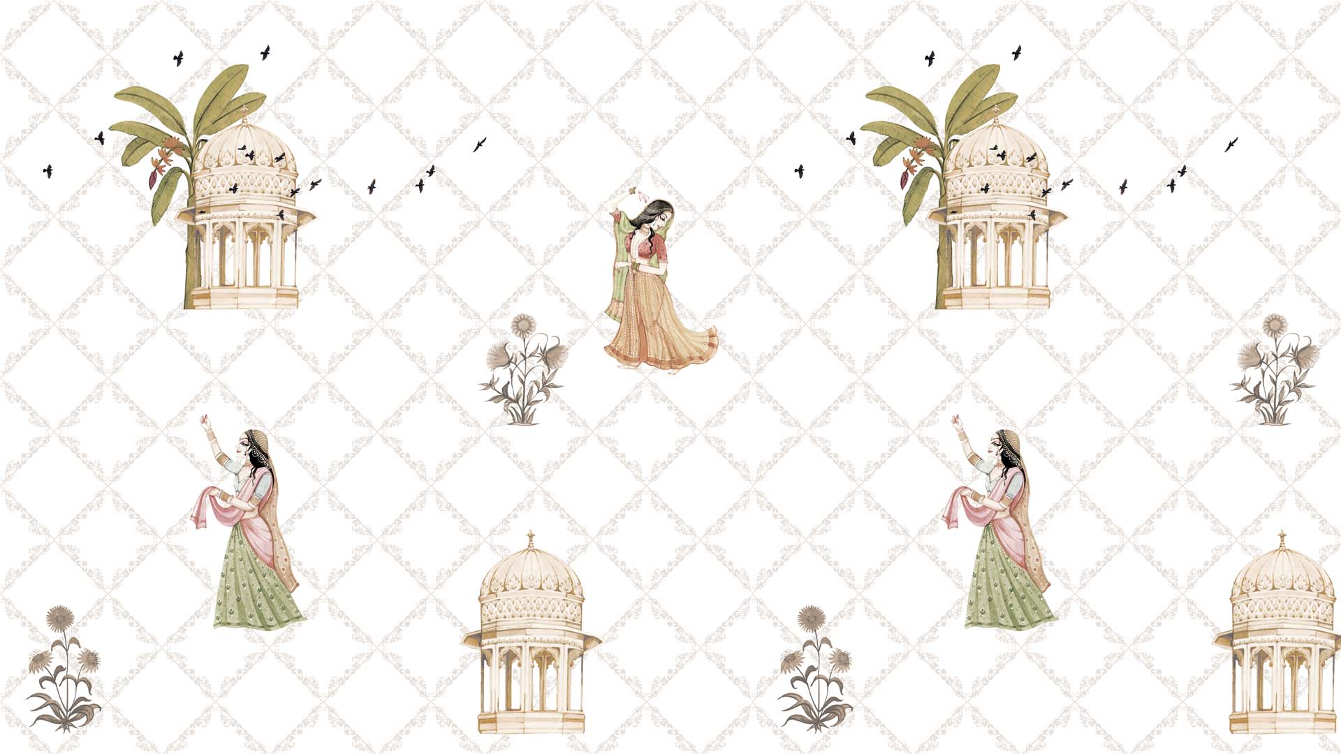 Twirls of Tradition: Wallpaper Inspired by Vrindavan, Gopis & Jharokas